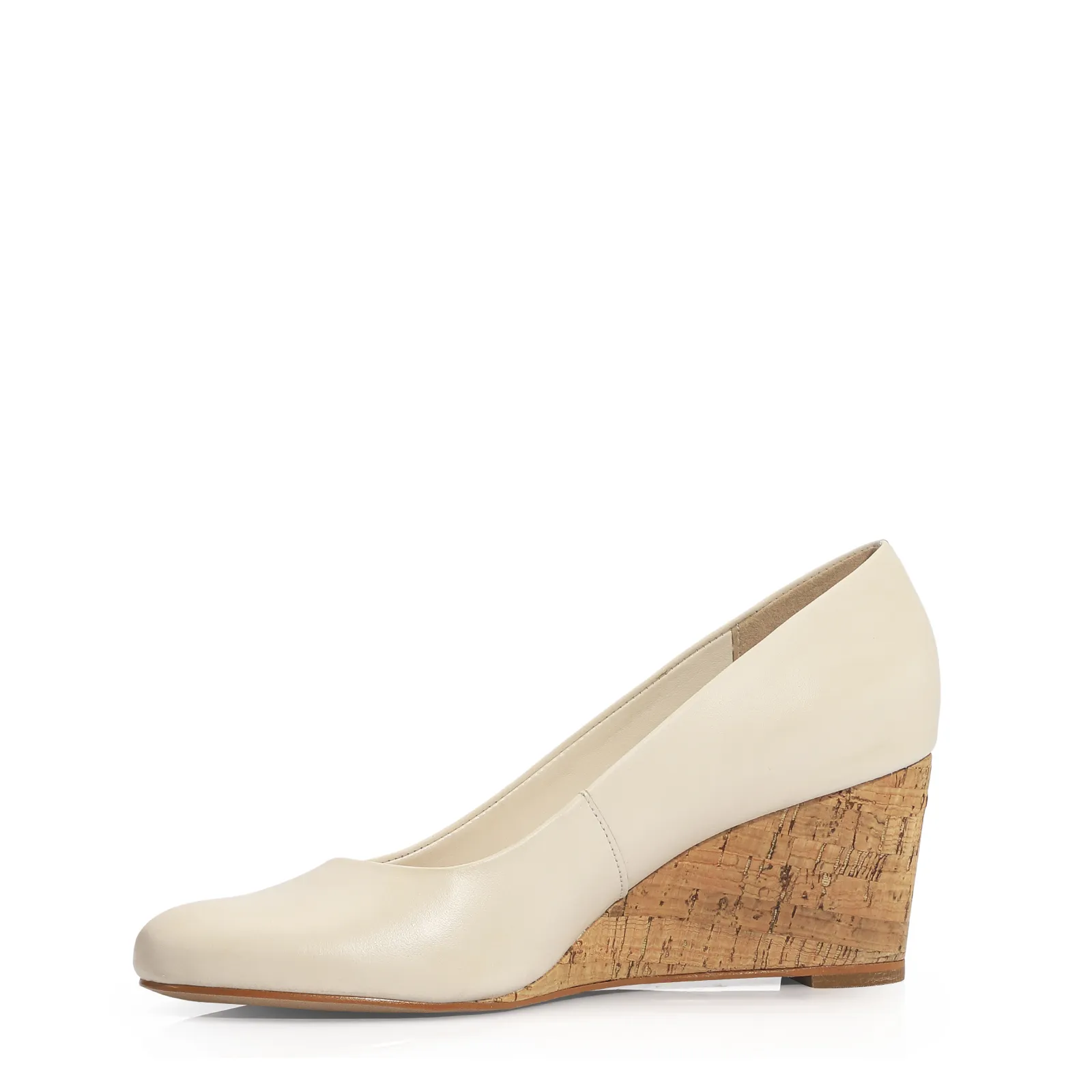 Sapato Anabela Couro Off White