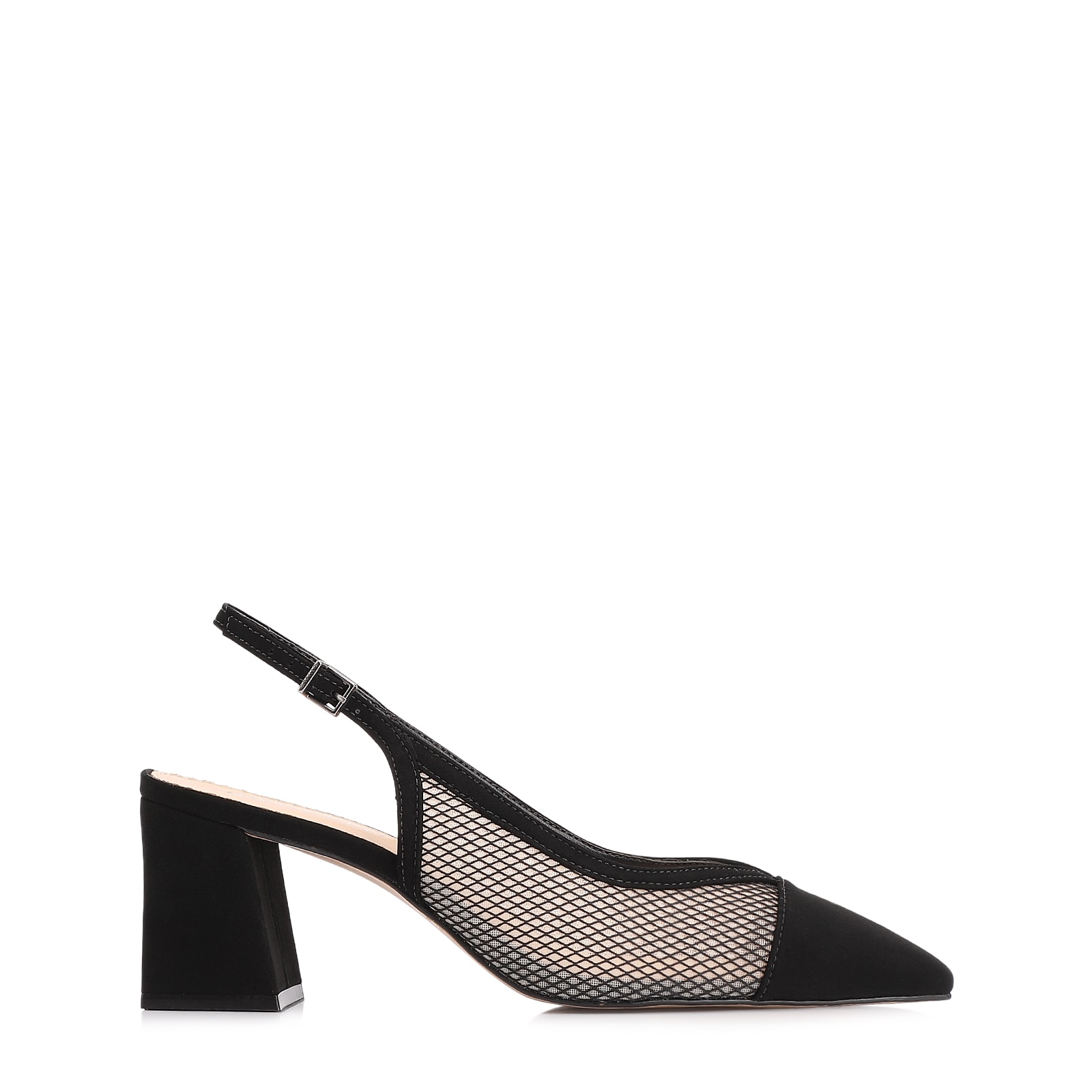 Scarpin Alt Nobuck Preto/Tela Preta