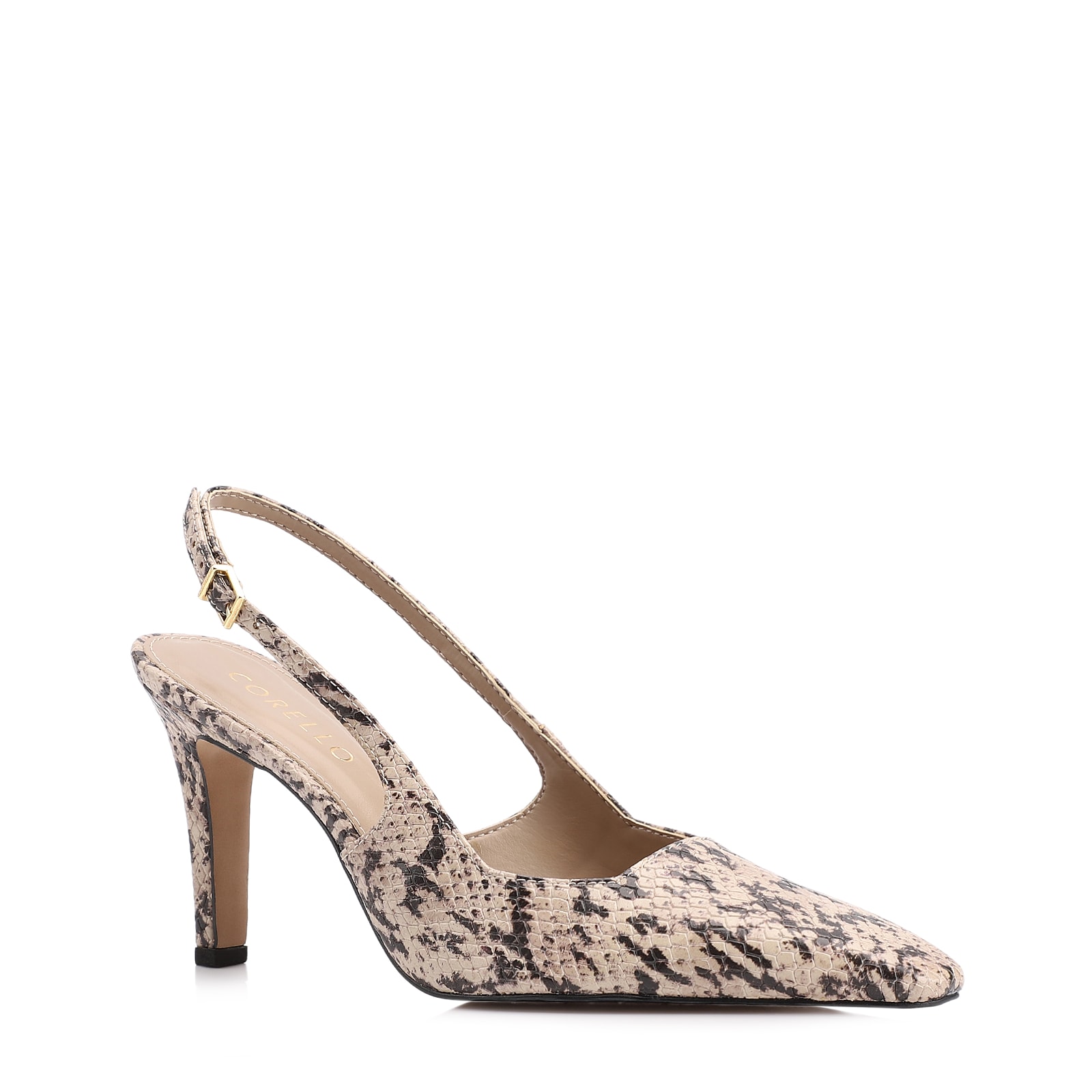 Scarpin Alt Python Bege/Preta