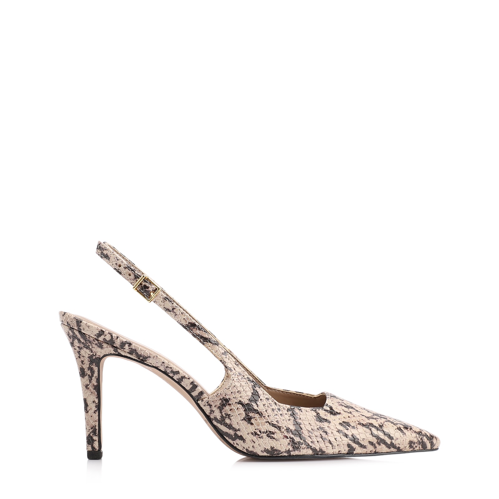 Scarpin Alt Python Bege/Preta