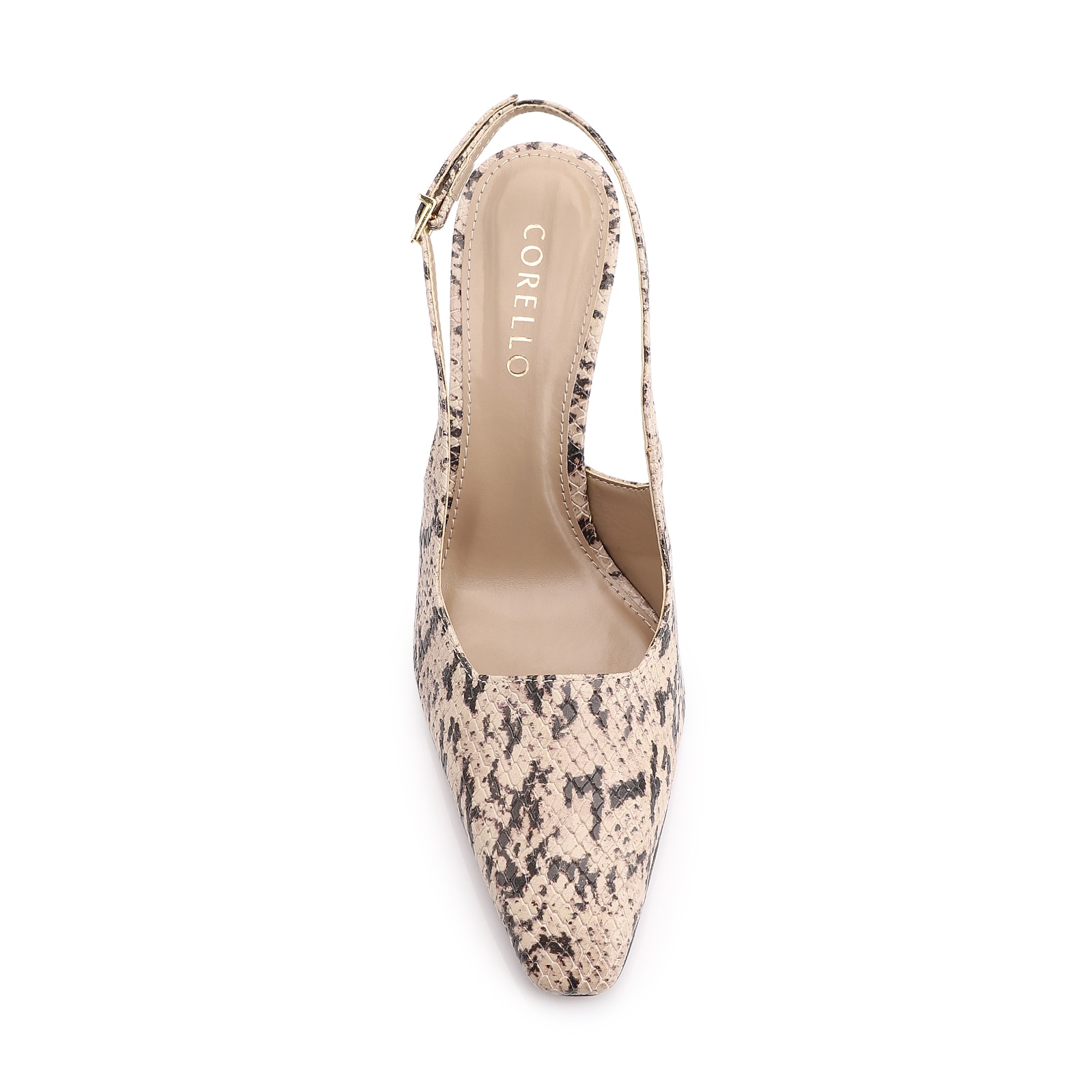 Scarpin Alt Python Bege/Preta