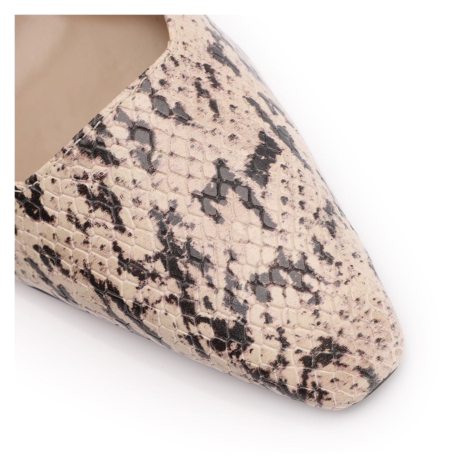 Scarpin Alt Python Bege/Preta