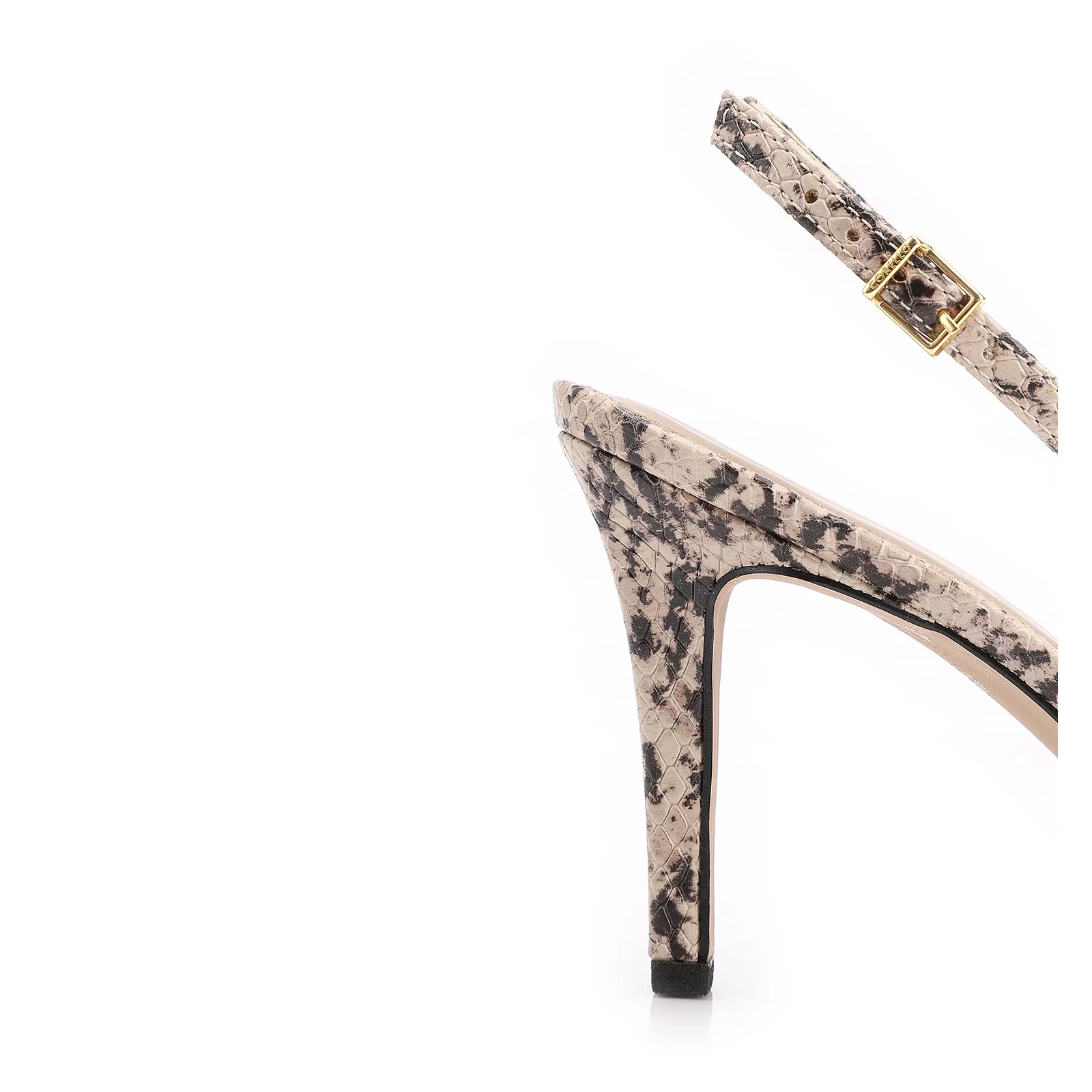 Scarpin Alt Python Bege/Preta