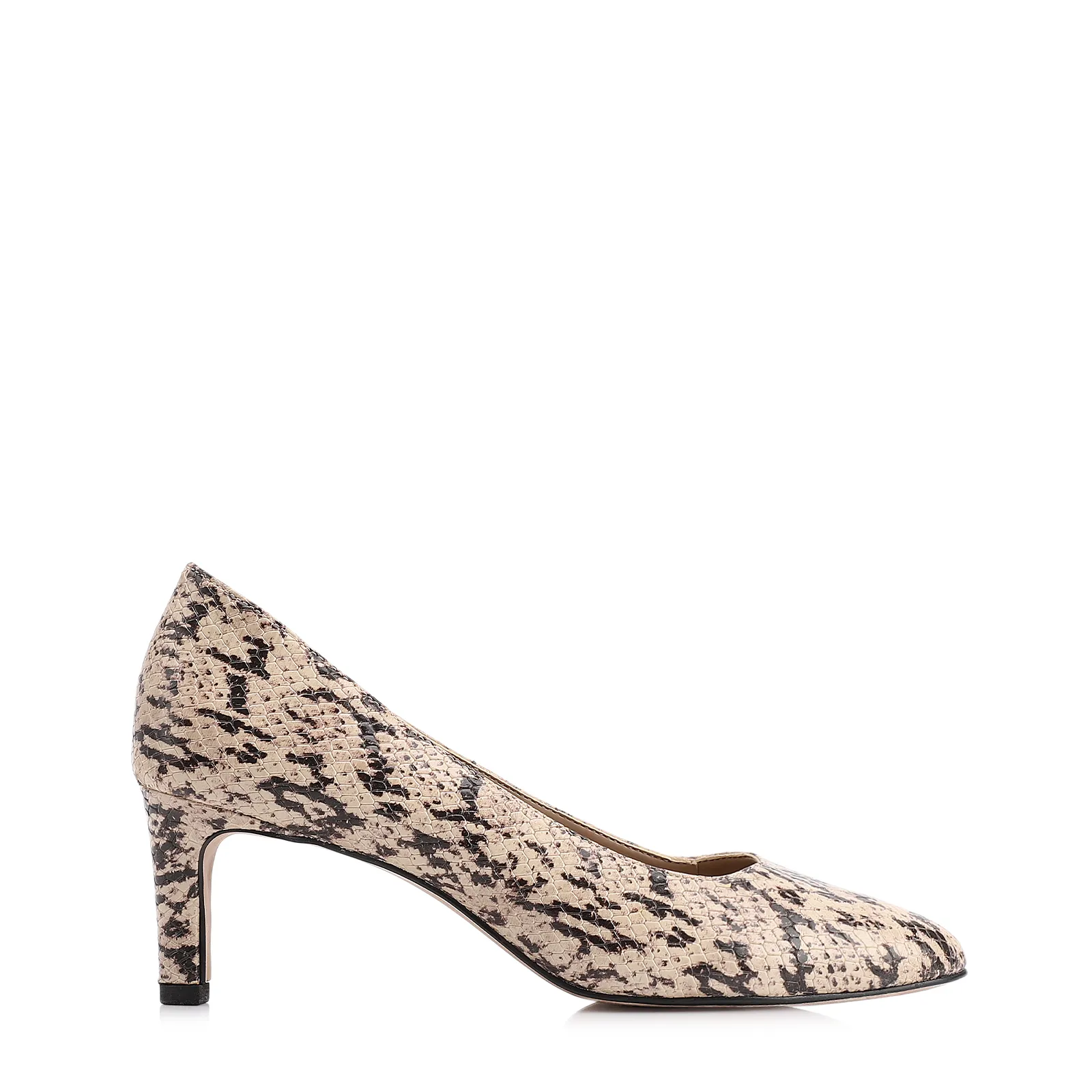 Scarpin Alt Python Bege/Preto