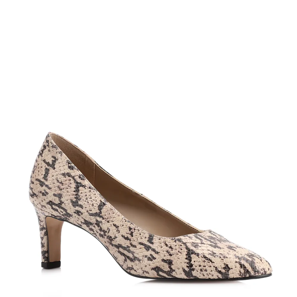 Scarpin Alt Python Bege/Preto