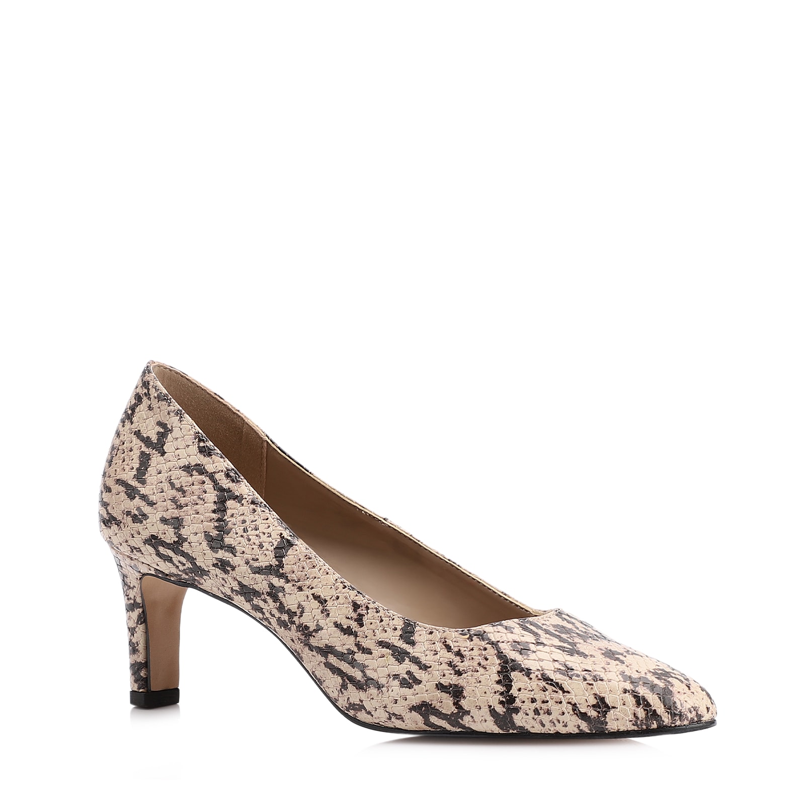 Scarpin Alt Python Bege/Preto