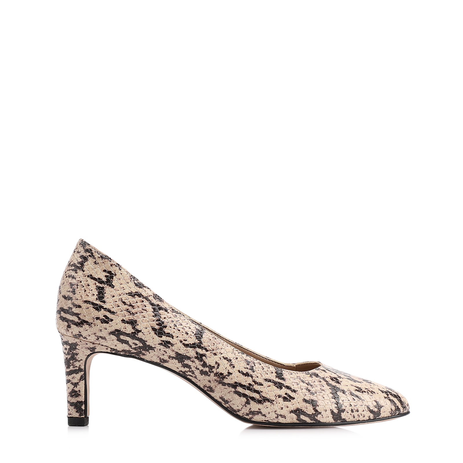 Scarpin Alt Python Bege/Preto