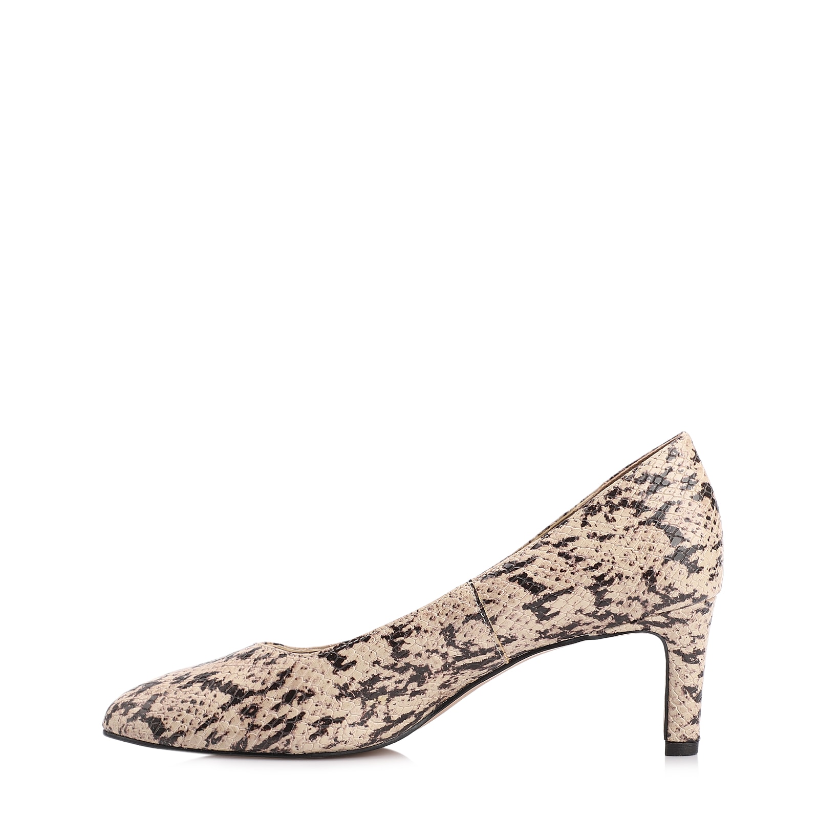 Scarpin Alt Python Bege/Preto