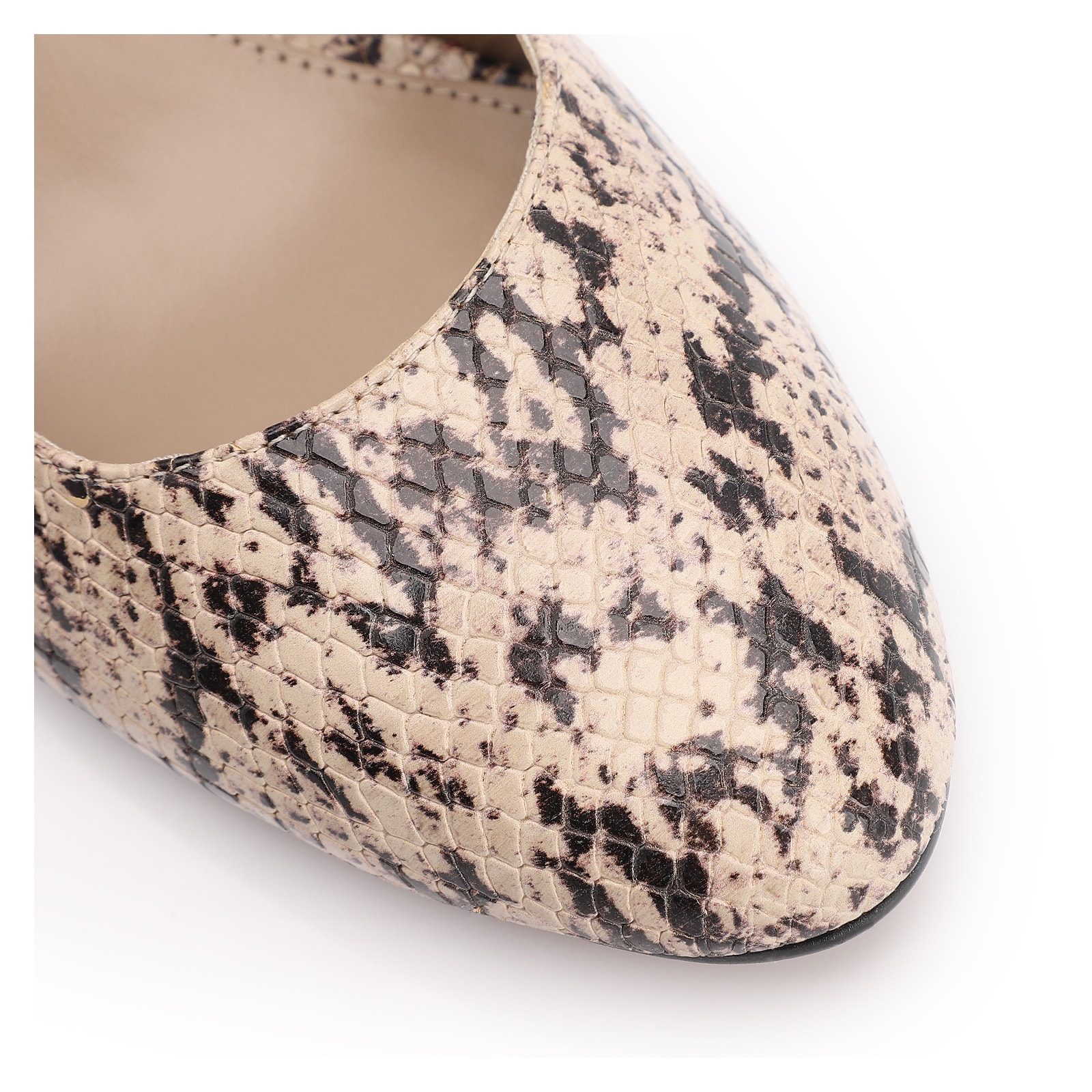 Scarpin Alt Python Bege/Preto