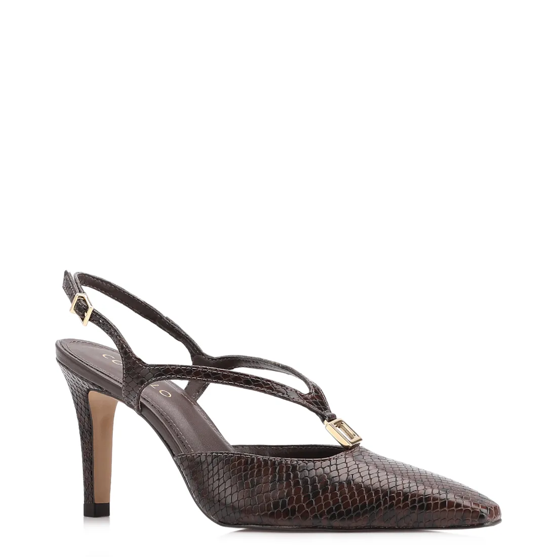 Scarpin Alt Python Marrom
