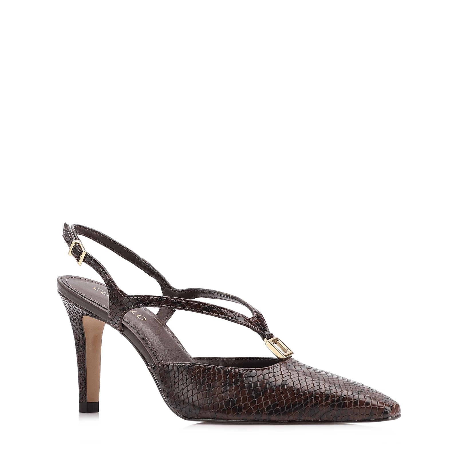 Scarpin Alt Python Marrom