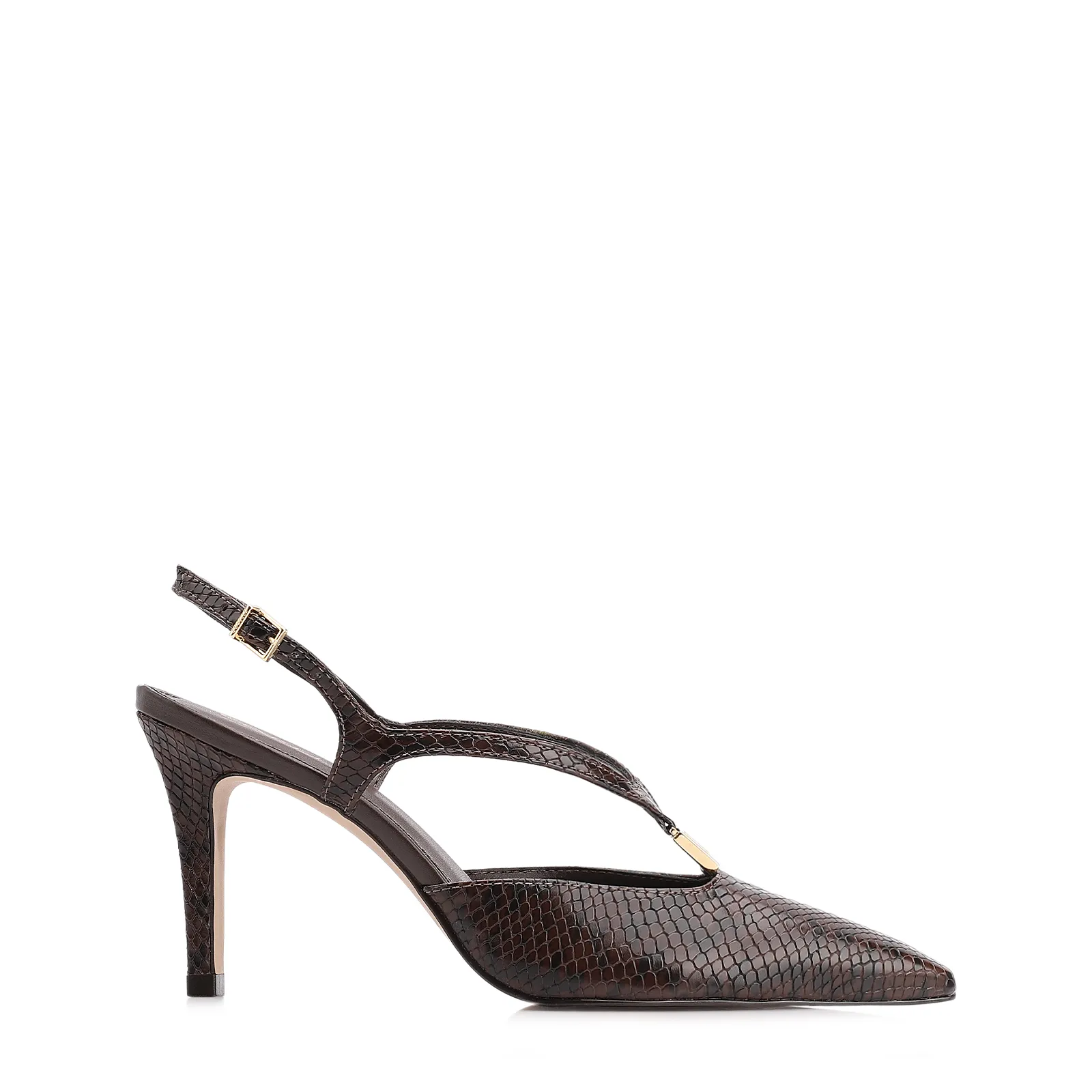 Scarpin Alt Python Marrom
