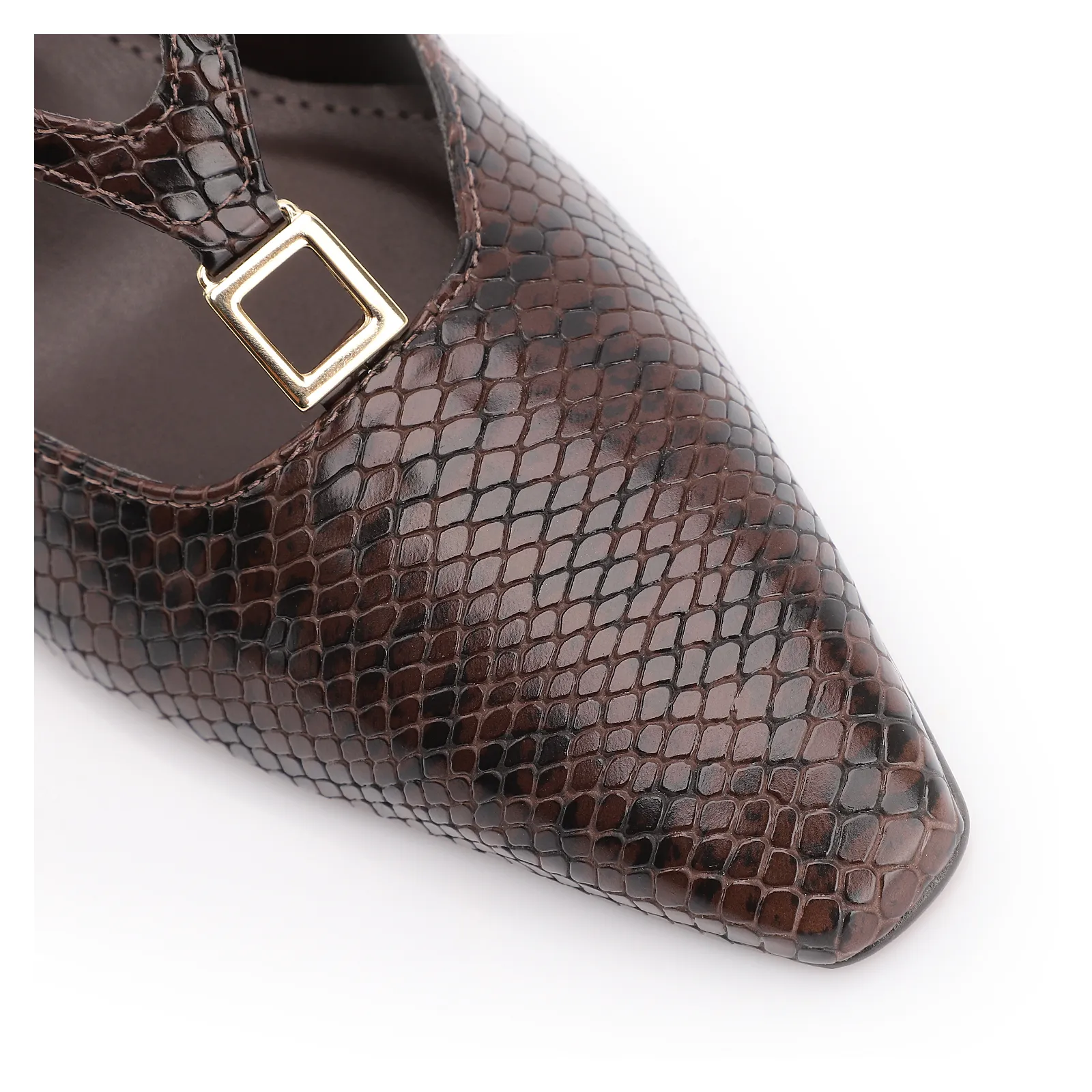 Scarpin Alt Python Marrom
