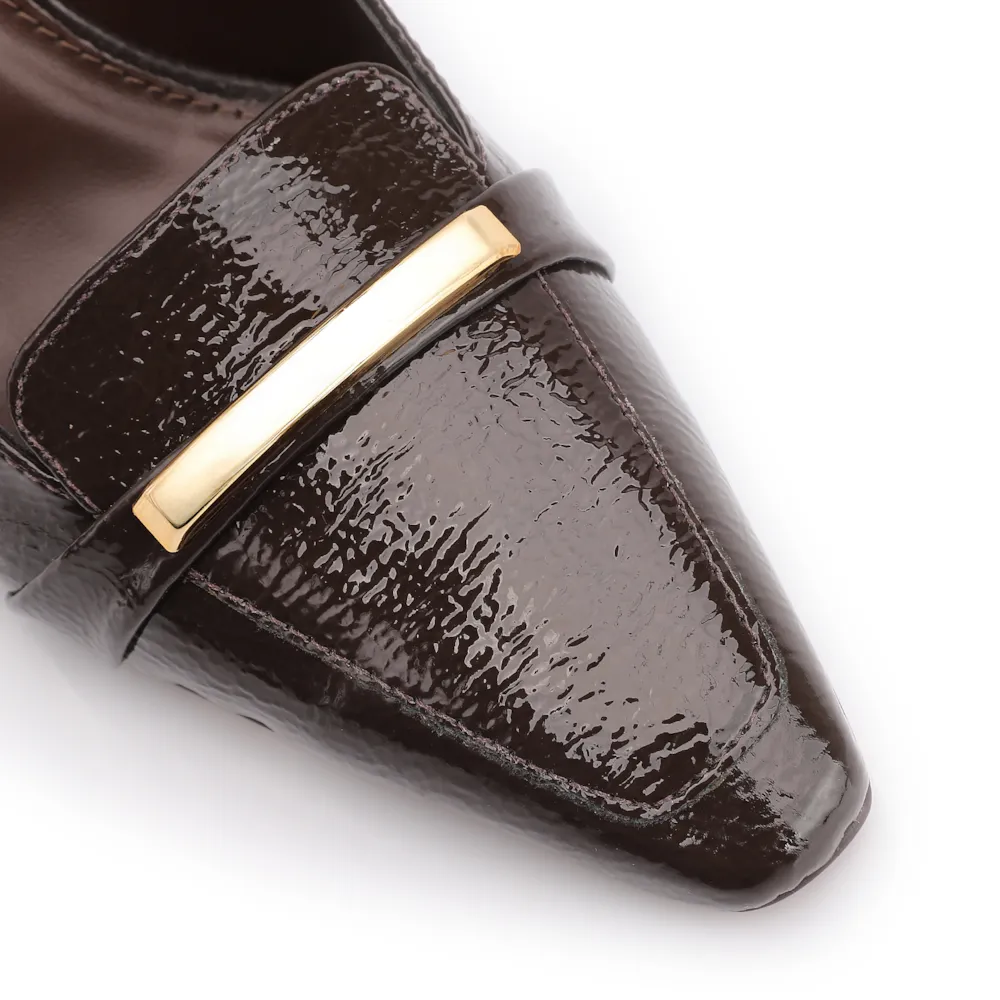 Scarpin Alt Verniz Marrom Escuro - imagem 7