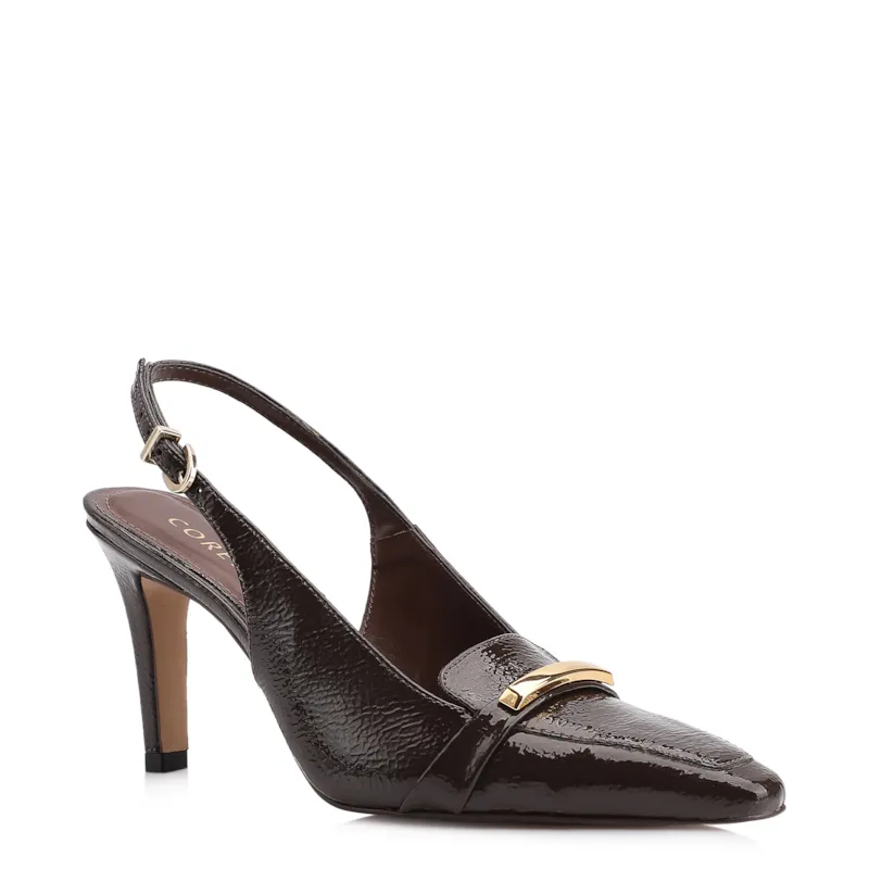 Scarpin Alt Verniz Marrom Escuro