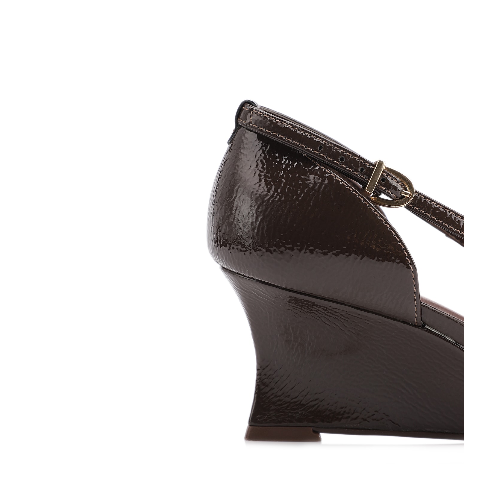 Scarpin Anabela Alt Verniz Marrom Escuro