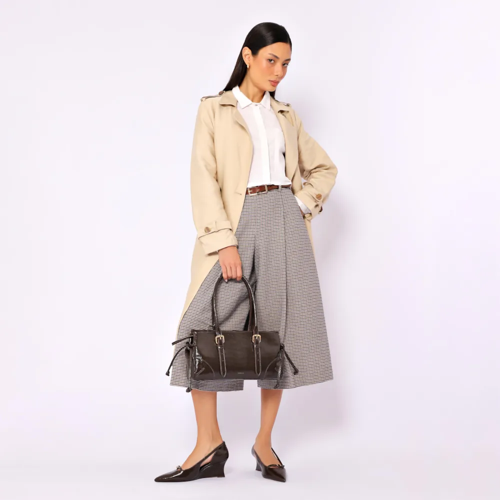 Scarpin Anabela Alt Verniz Marrom Escuro - imagem 9