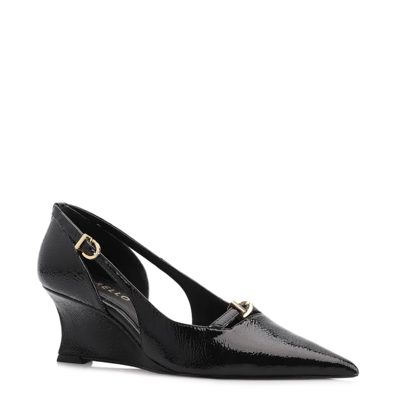Scarpin Anabela Alt Verniz Preto