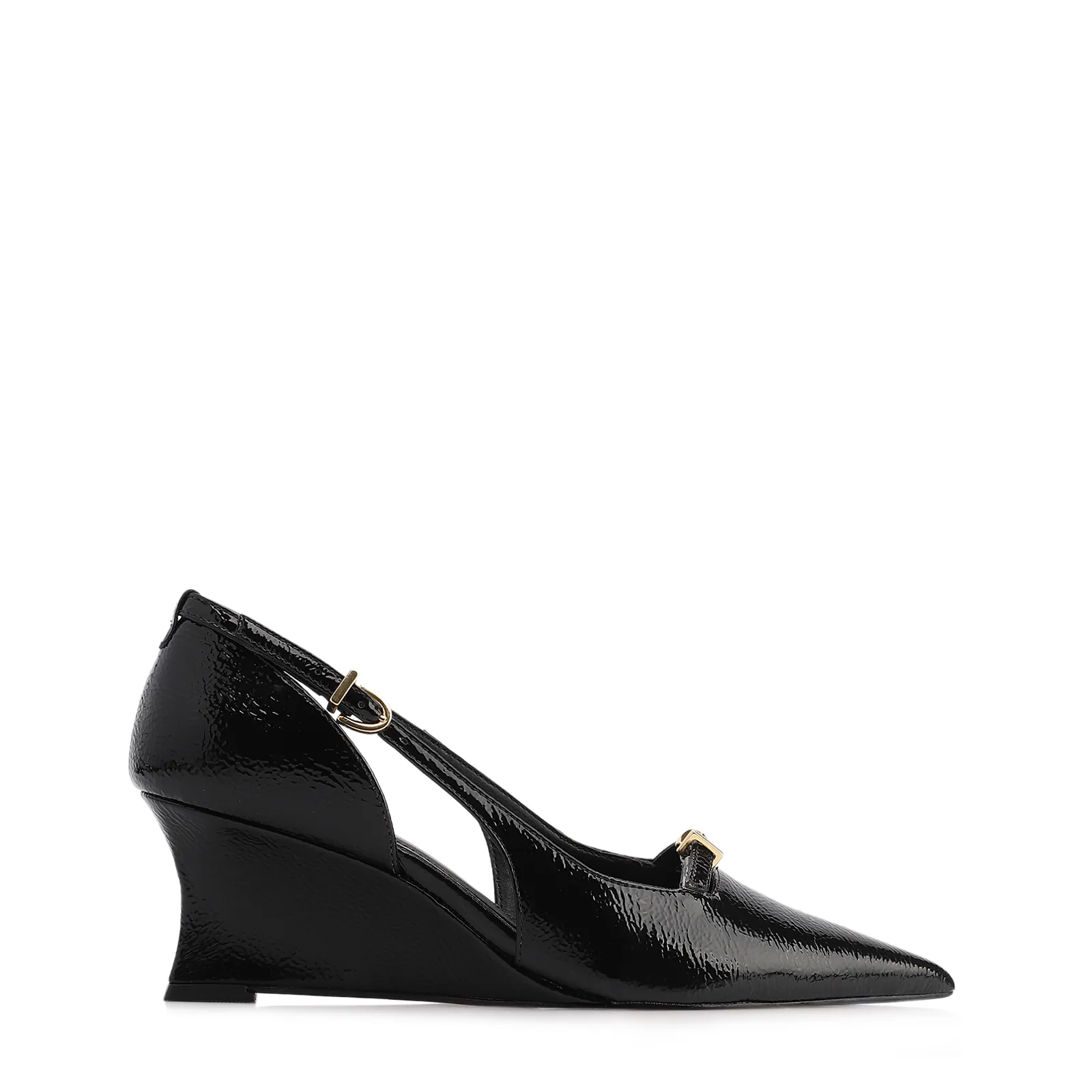 Scarpin Anabela Alt Verniz Preto