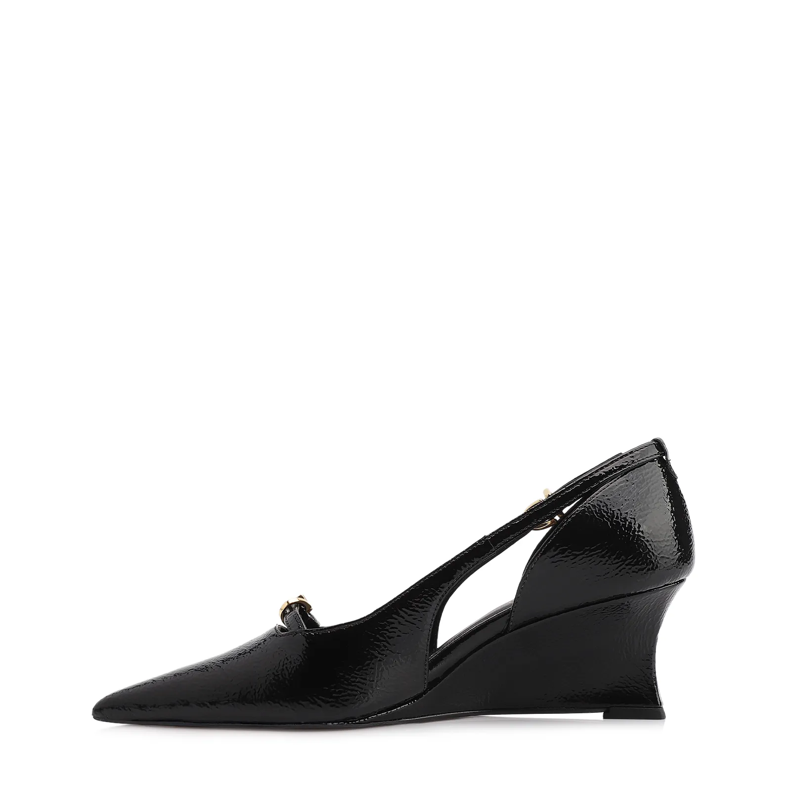 Scarpin Anabela Alt Verniz Preto