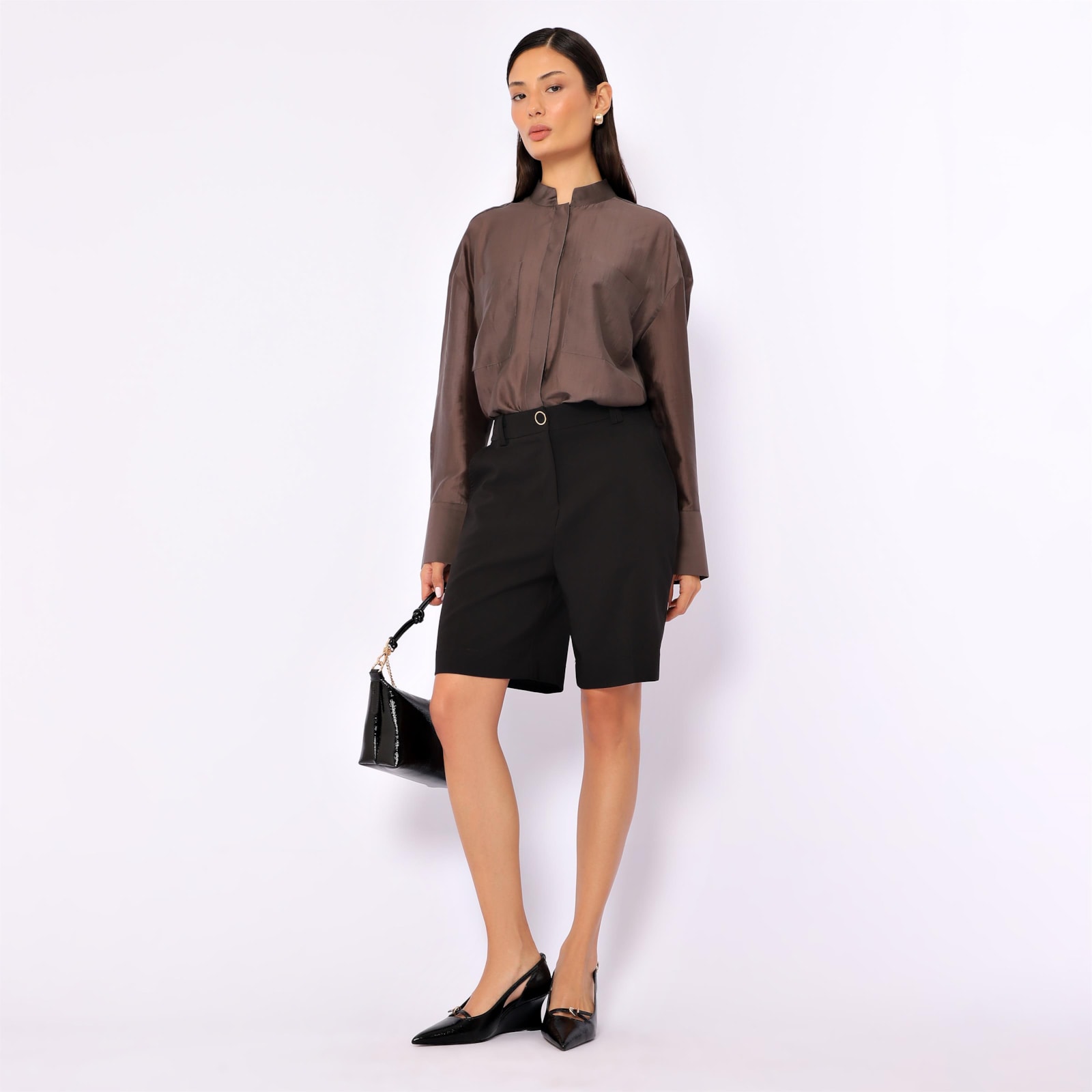 Scarpin Anabela Alt Verniz Preto