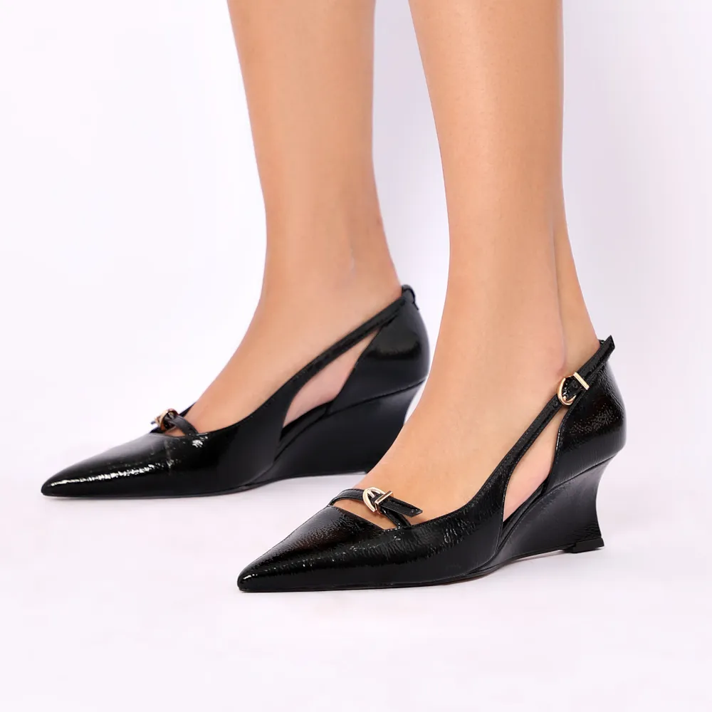 Scarpin Anabela Alt Verniz Preto - imagem 2