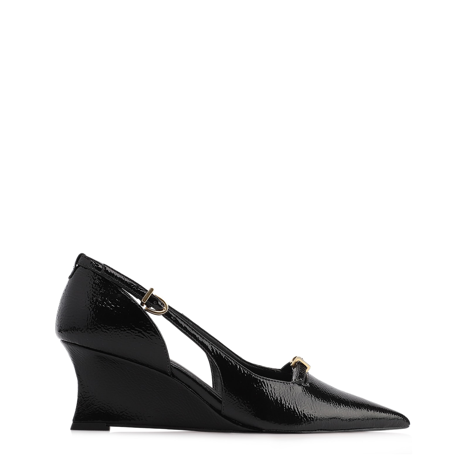 Scarpin Anabela Alt Verniz Preto