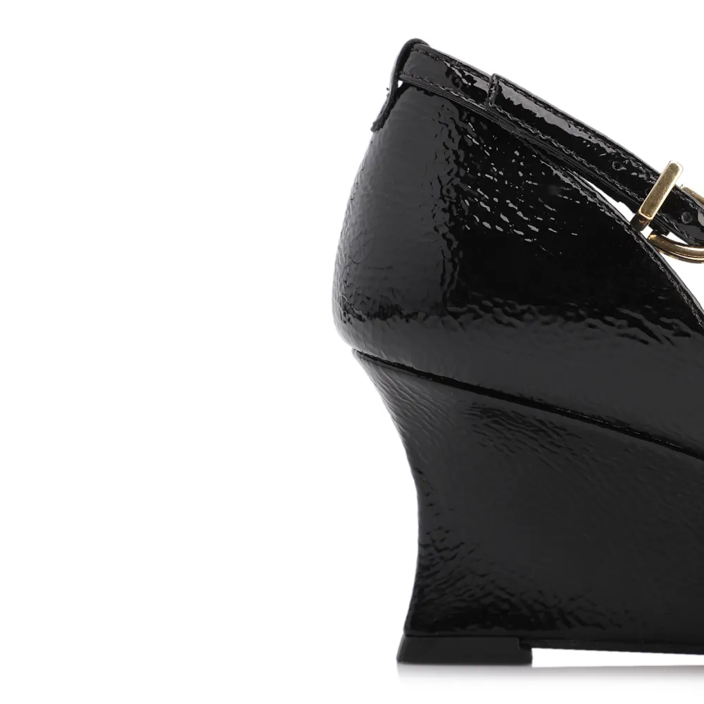 Scarpin Anabela Alt Verniz Preto - imagem 8