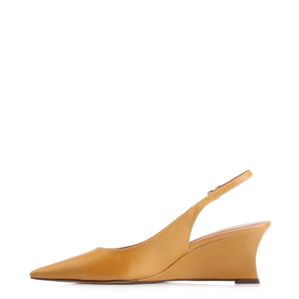 Scarpin Anabela Couro Amarelo - imagem 4