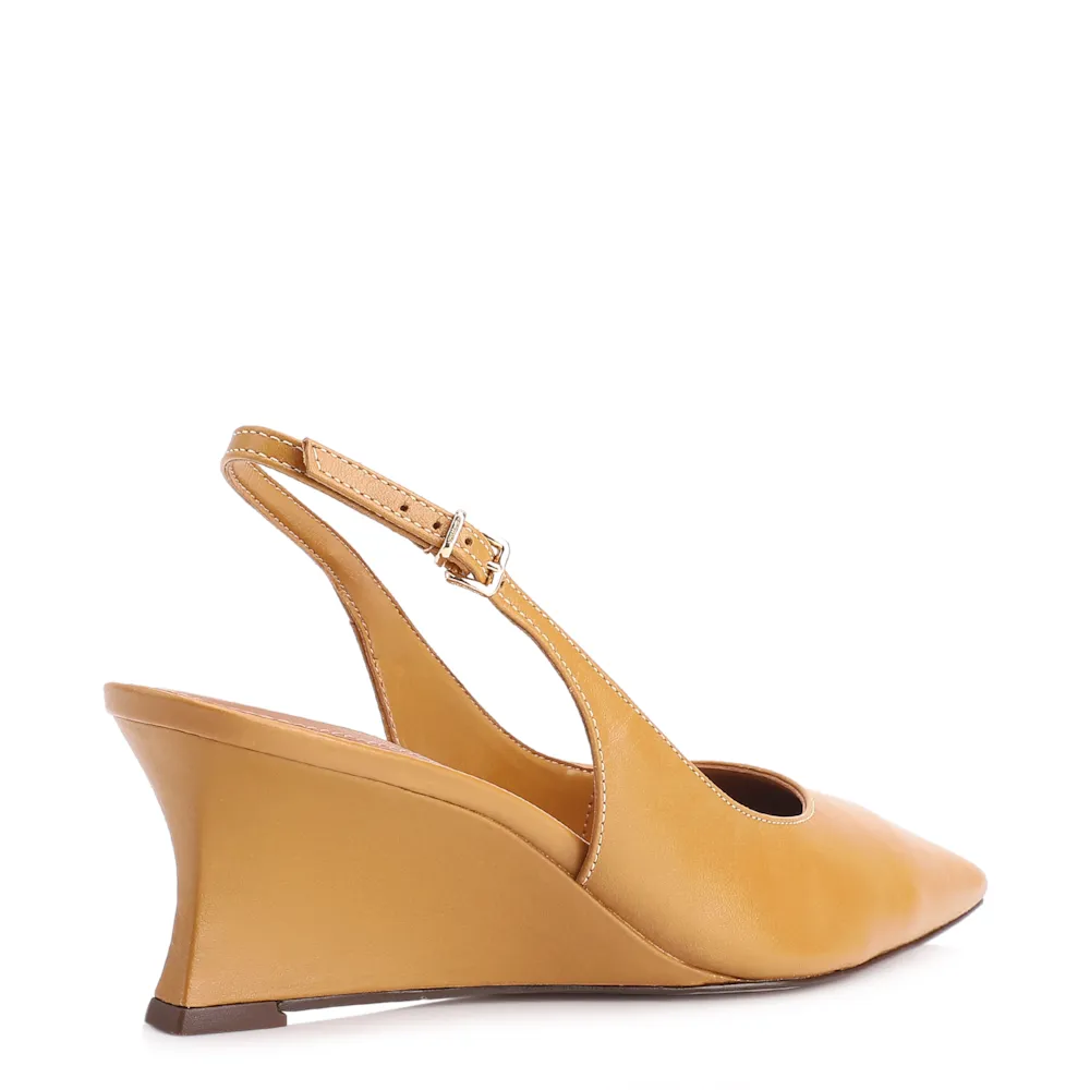 Scarpin Anabela Couro Amarelo - imagem 3