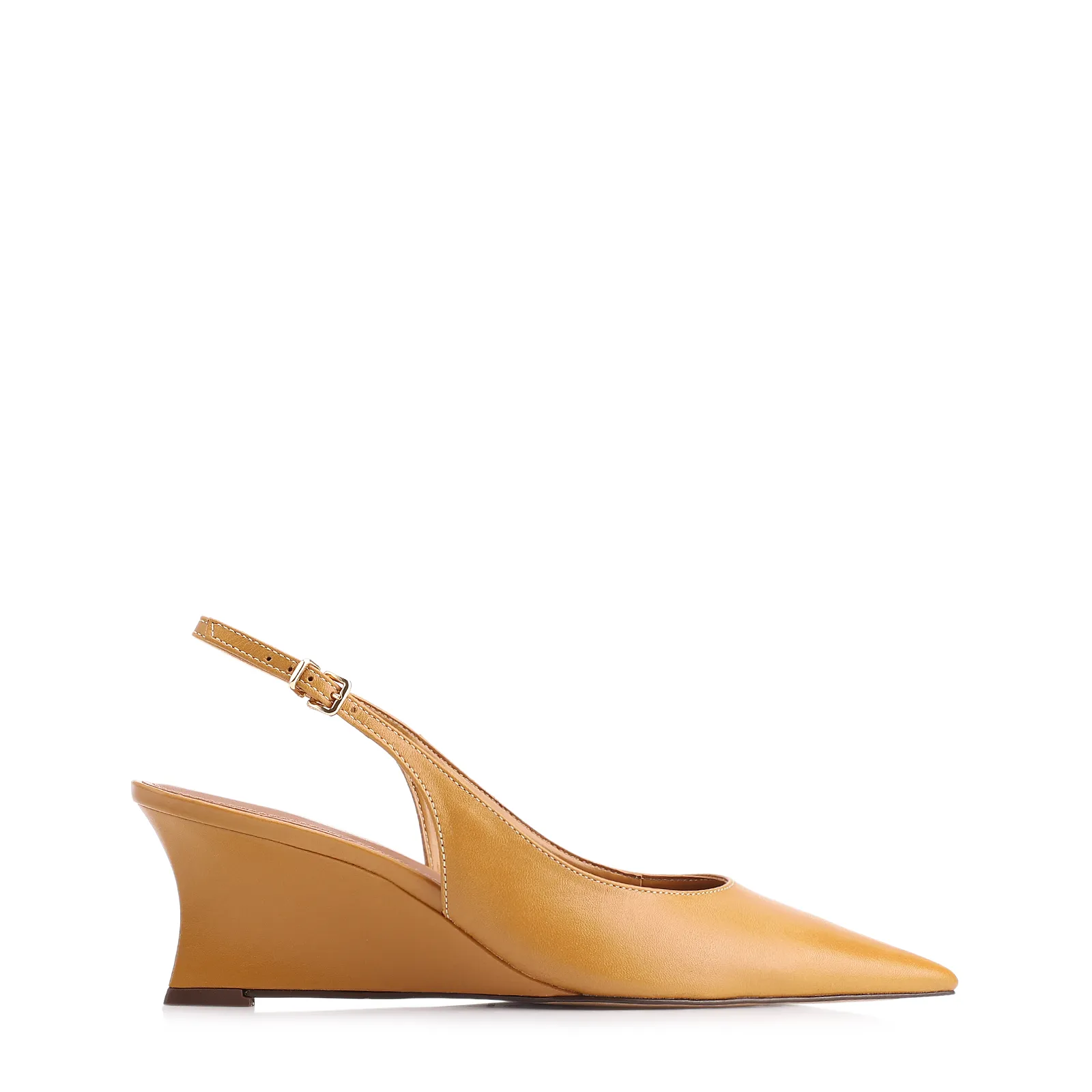 Scarpin Anabela Couro Amarelo