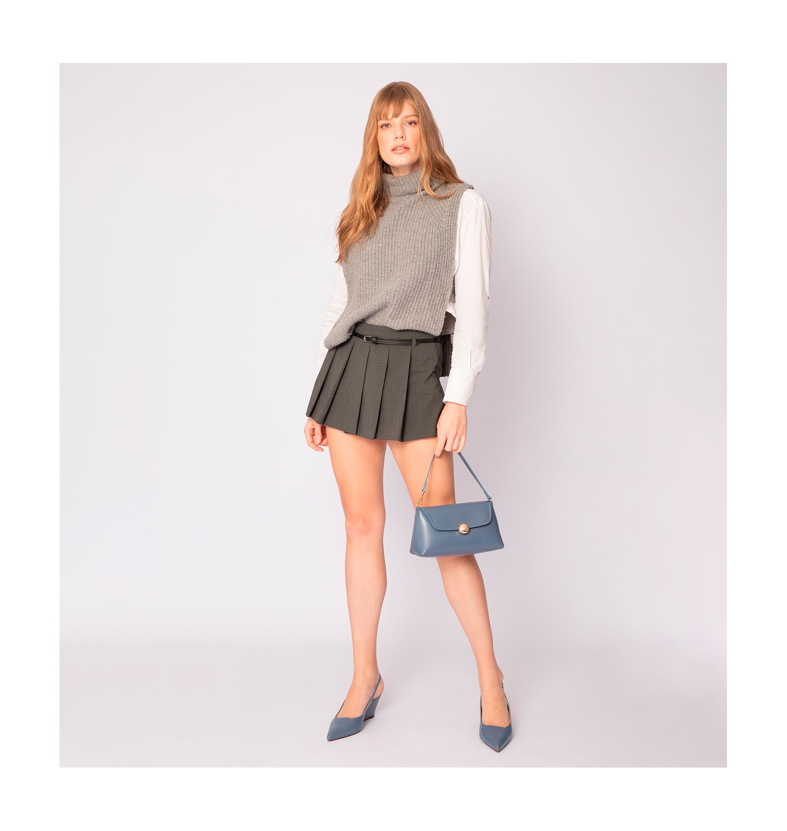 Scarpin Anabela Couro Azul