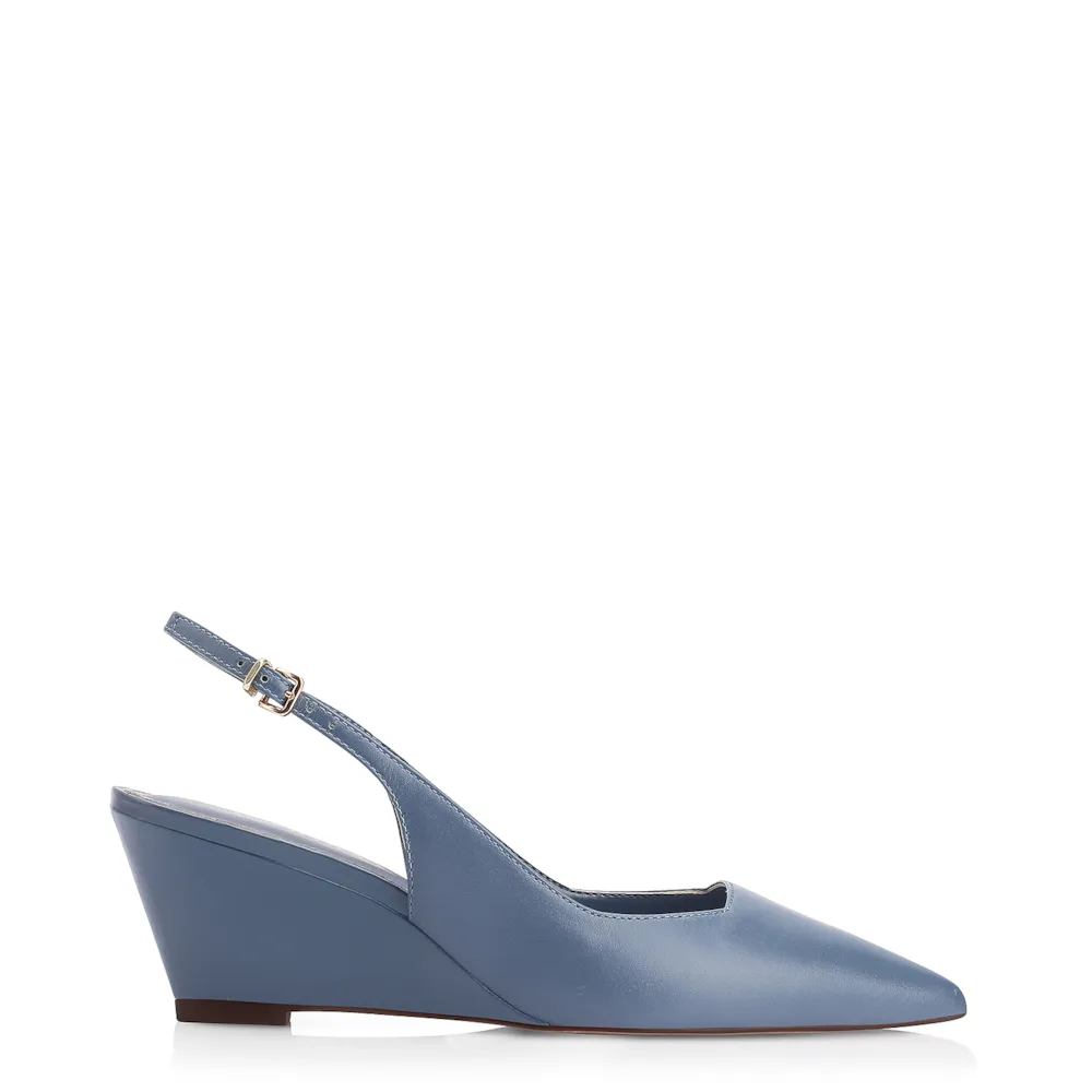 Scarpin Anabela Couro Azul - imagem 3