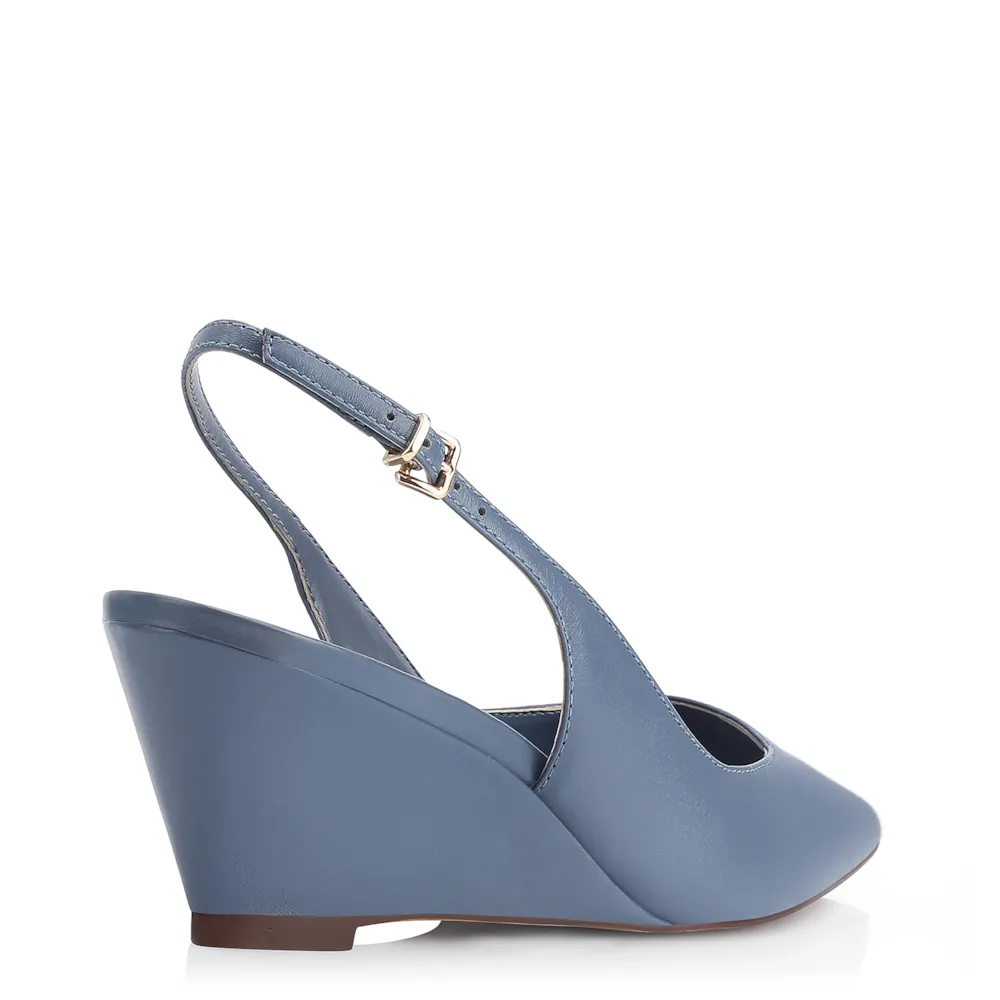 Scarpin Anabela Couro Azul - imagem 4