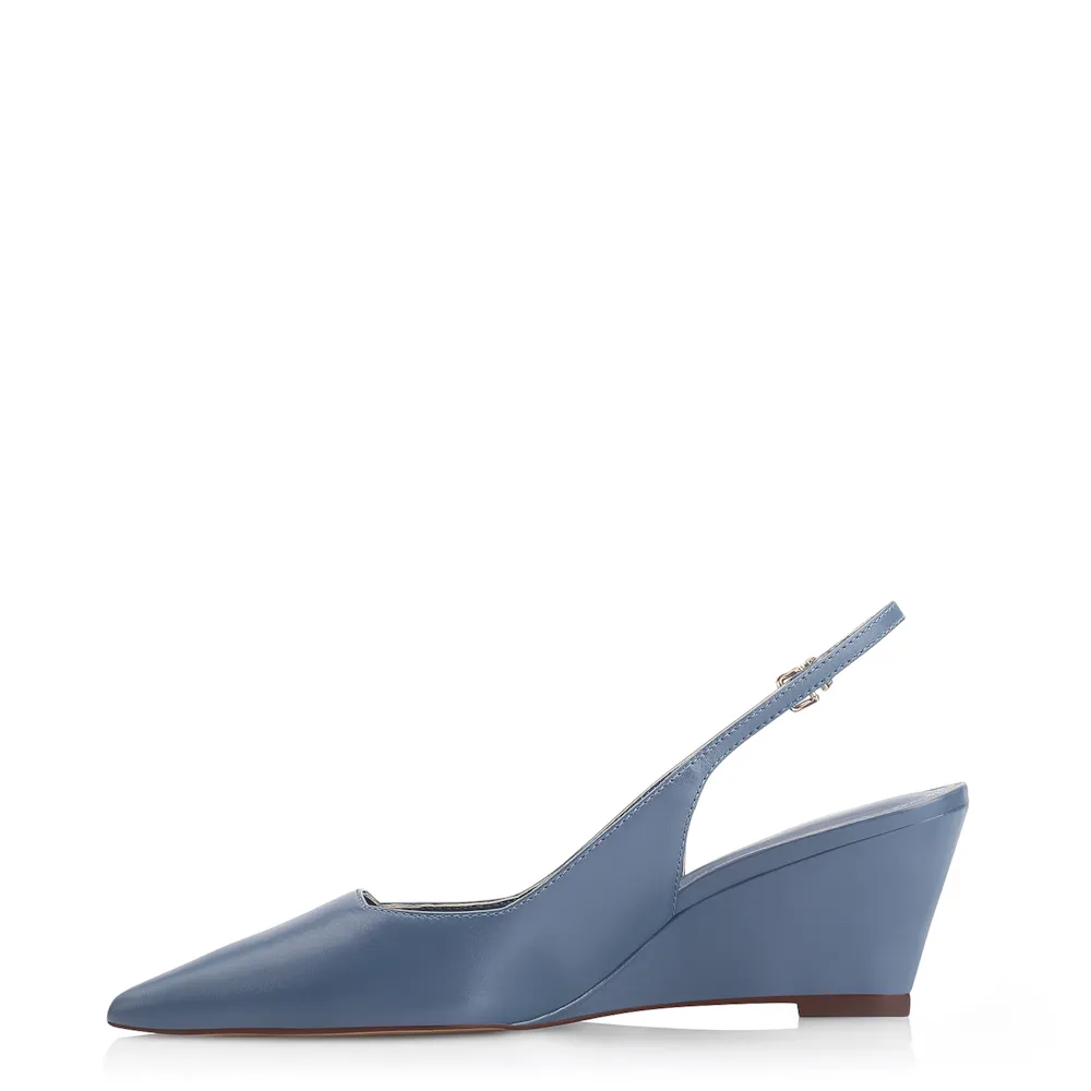 Scarpin Anabela Couro Azul - imagem 5