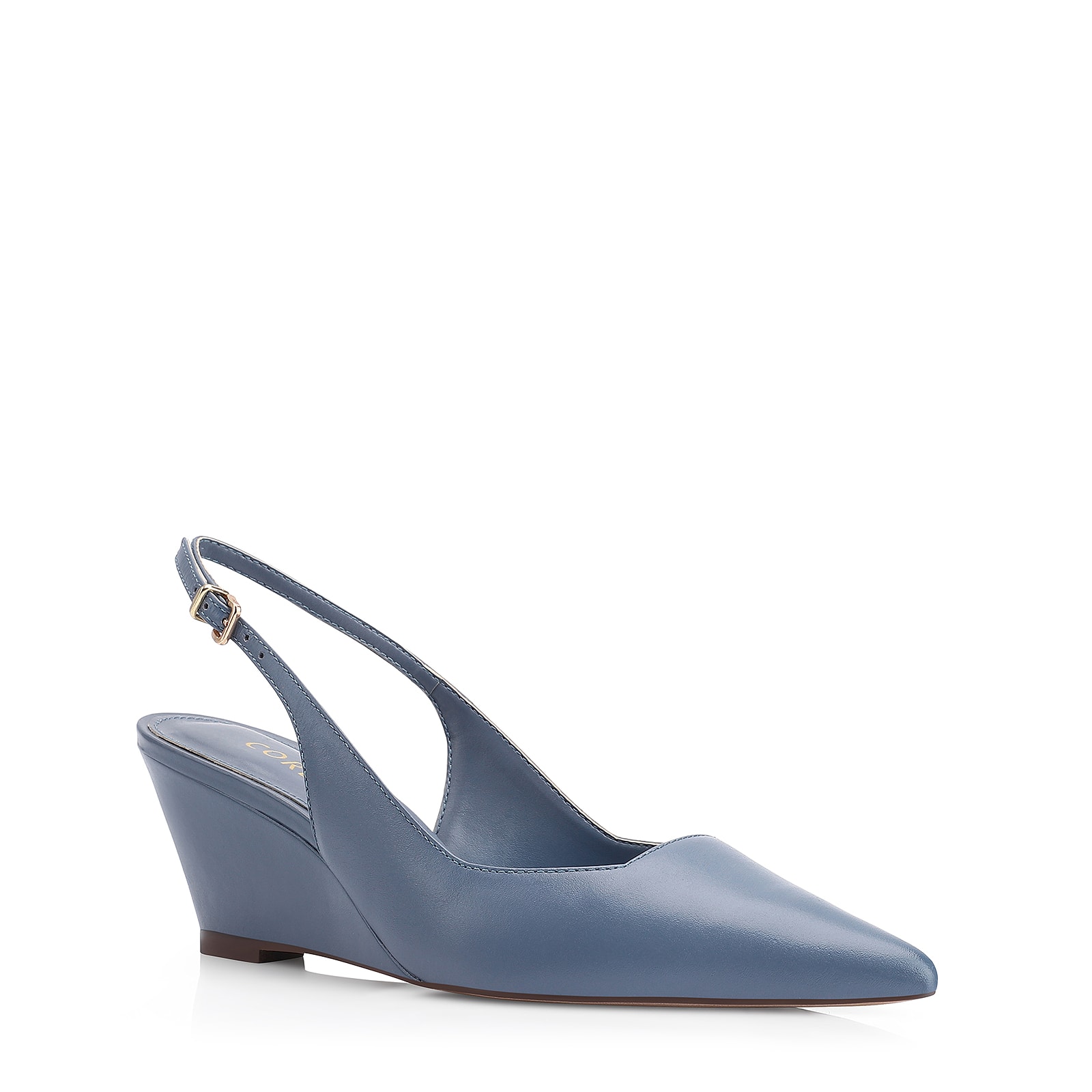 Scarpin Anabela Couro Azul