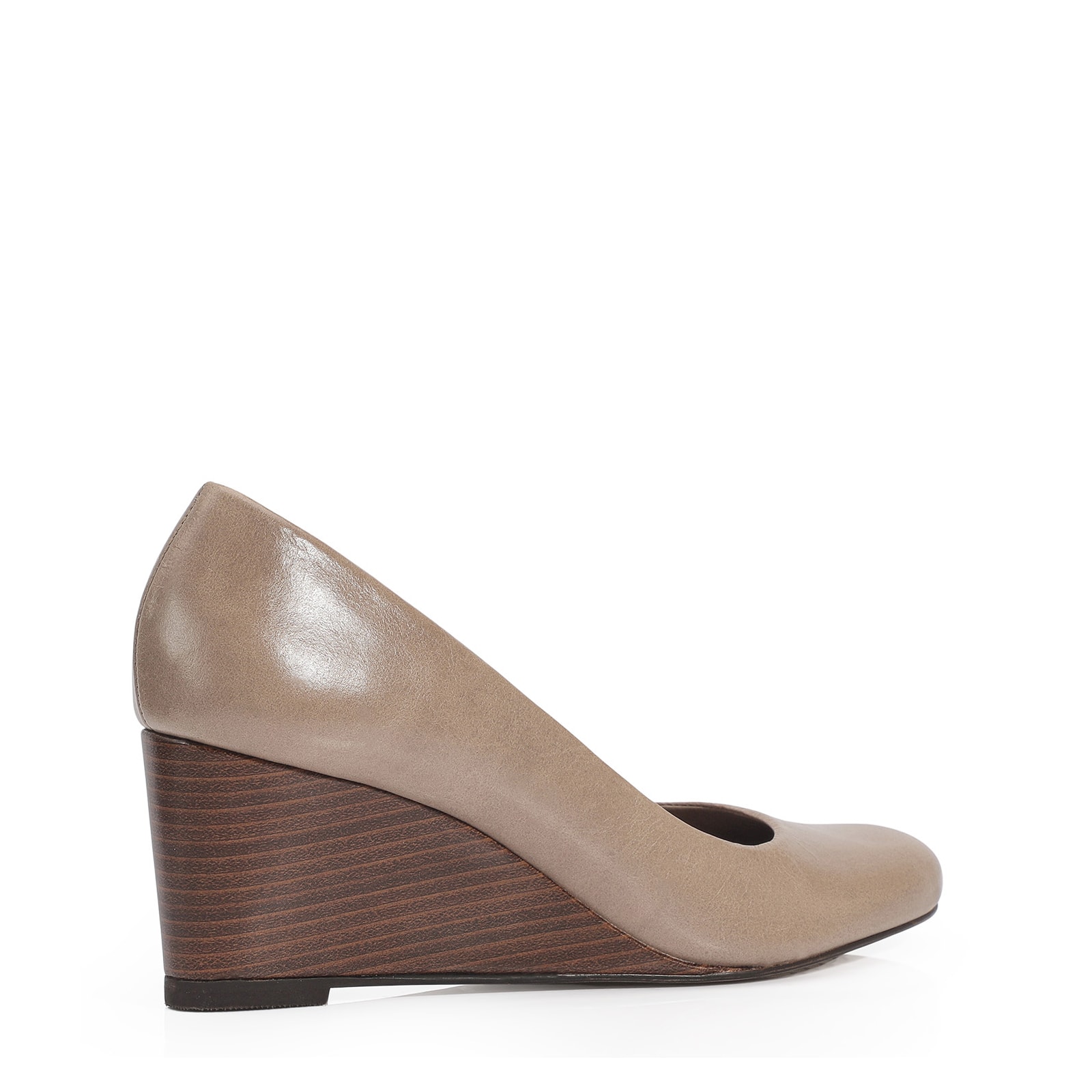 Scarpin Anabela Couro Bege