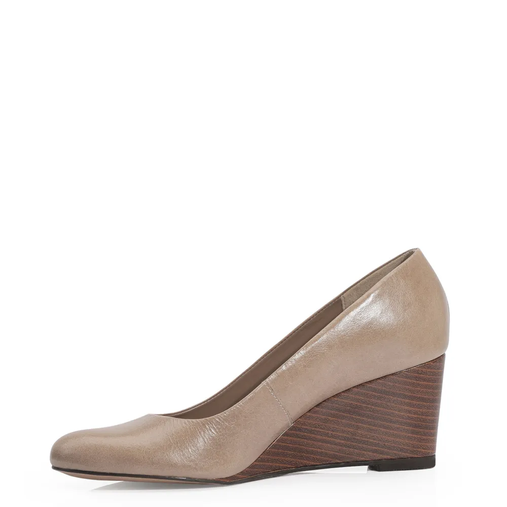 Scarpin Anabela Couro Bege - imagem 4