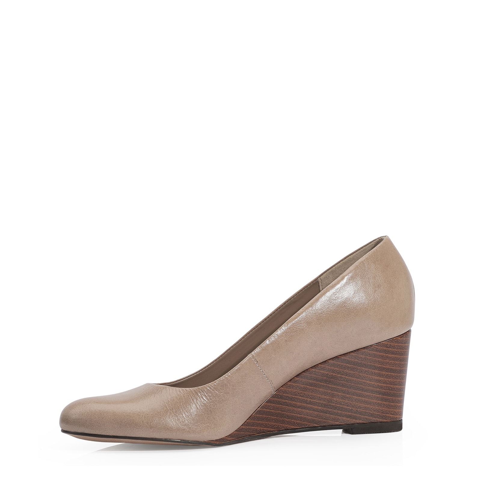 Scarpin Anabela Couro Bege