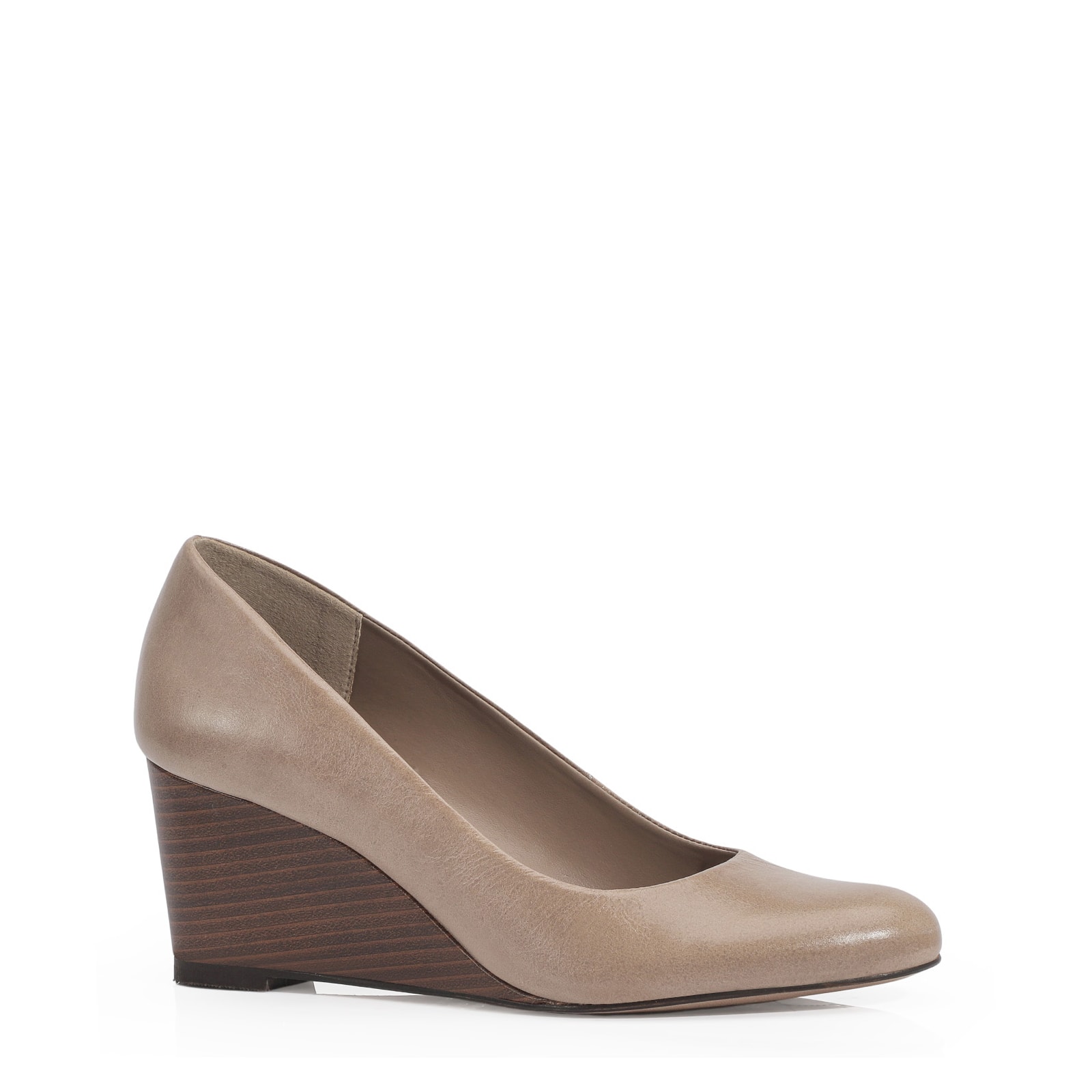 Scarpin Anabela Couro Bege