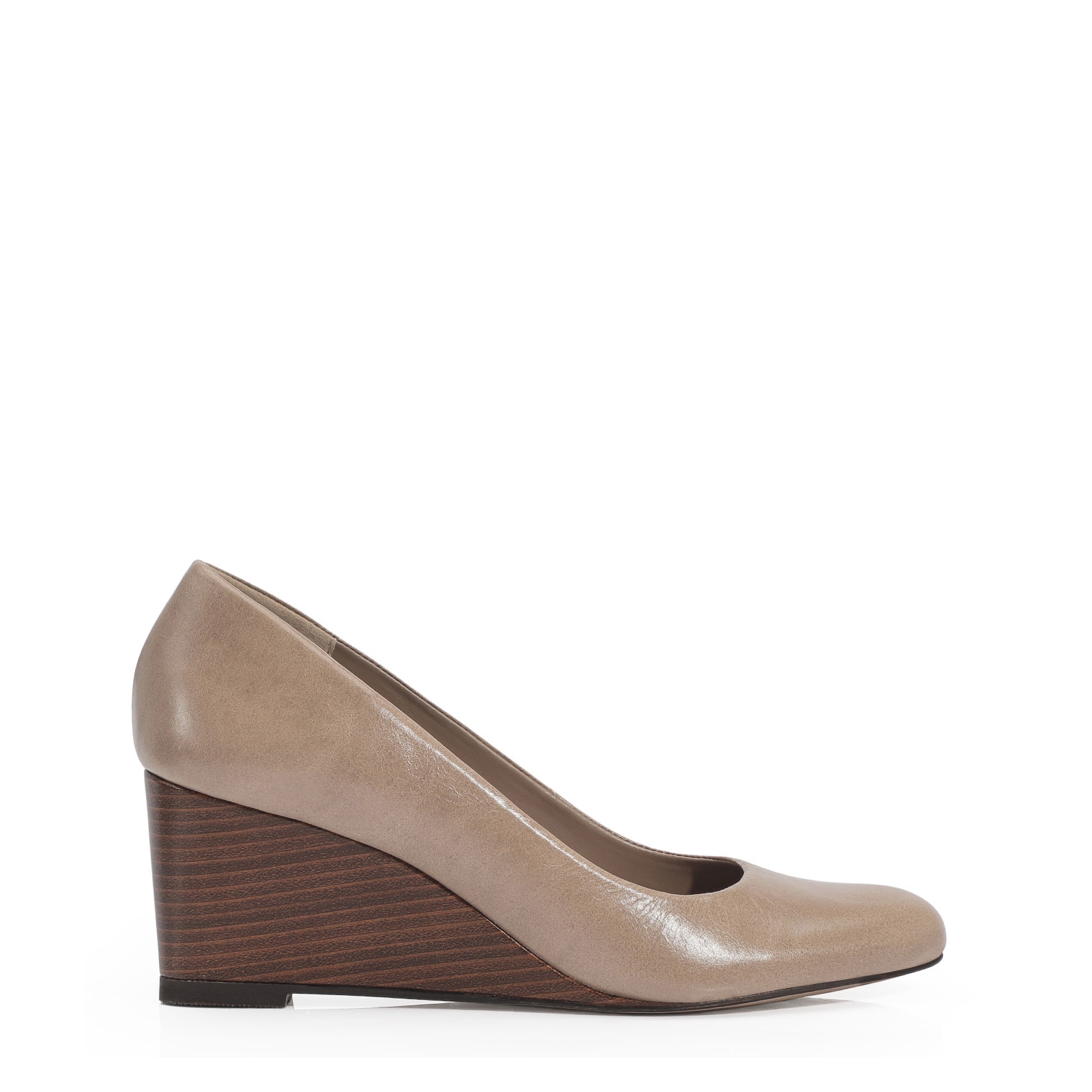 Scarpin Anabela Couro Bege