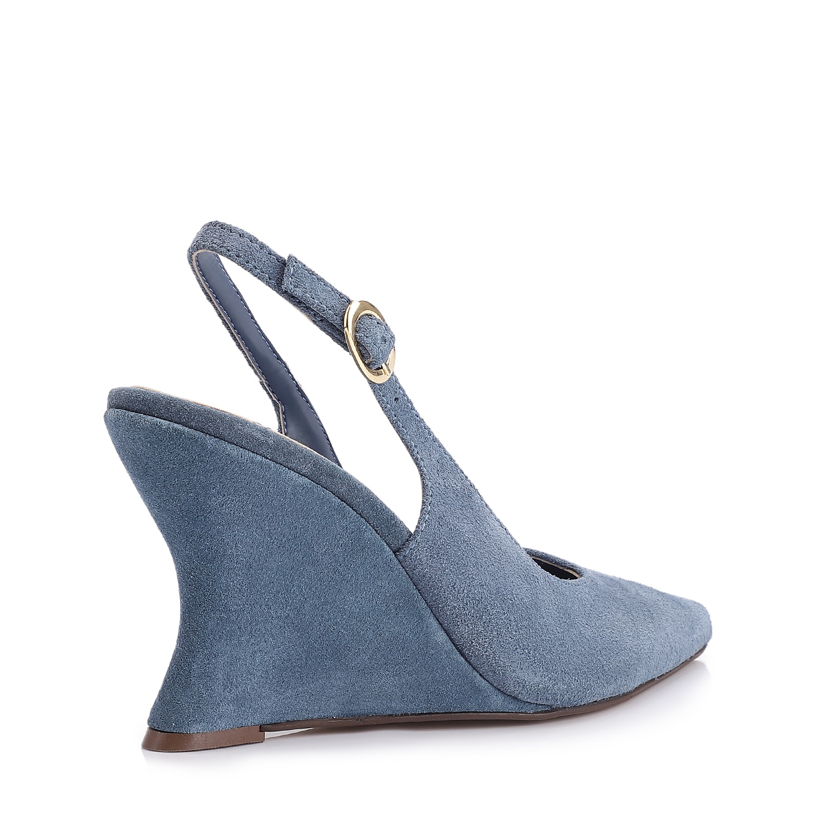 Scarpin Anabela Couro Camurça Azul