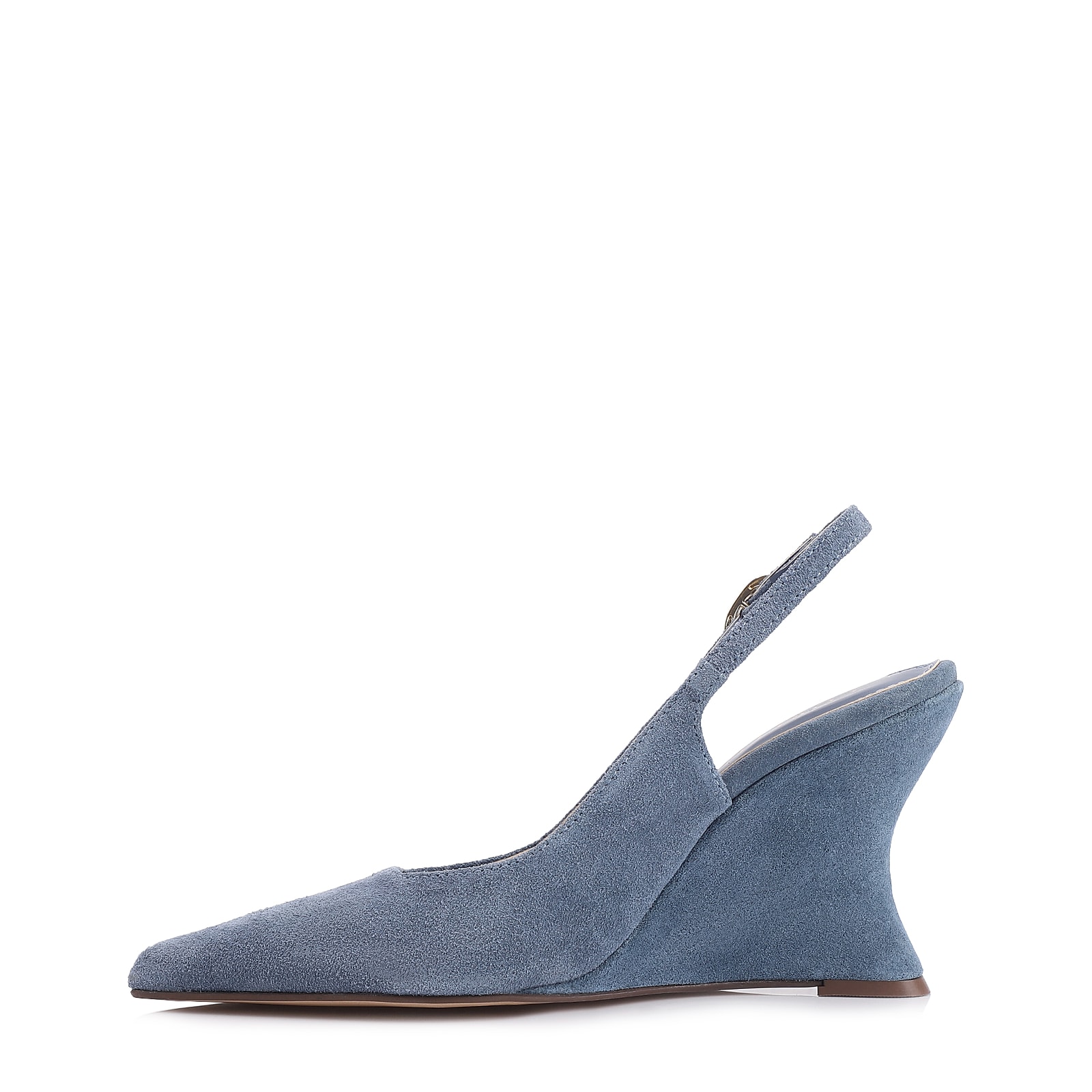 Scarpin Anabela Couro Camurça Azul