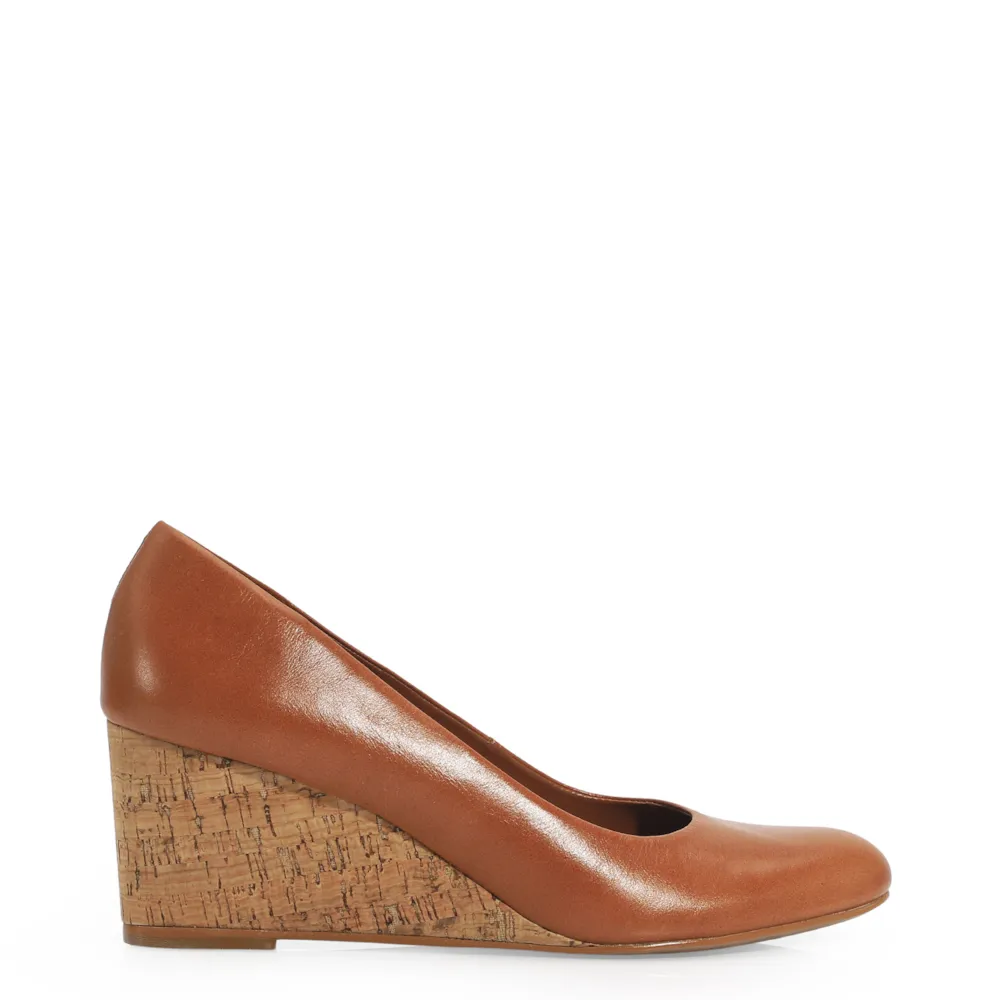 Scarpin Anabela Couro Caramelo - imagem 3