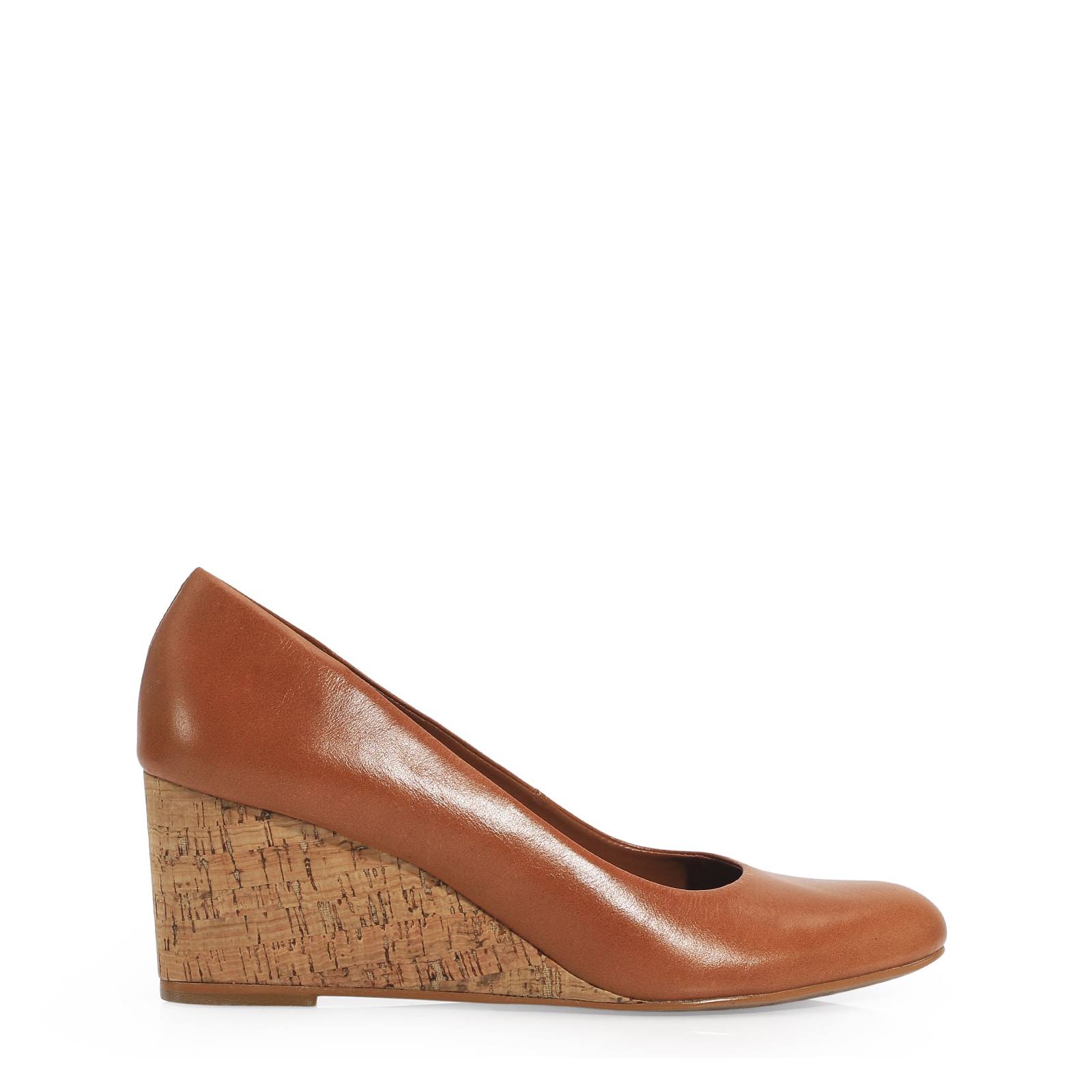 Scarpin Anabela Couro Caramelo