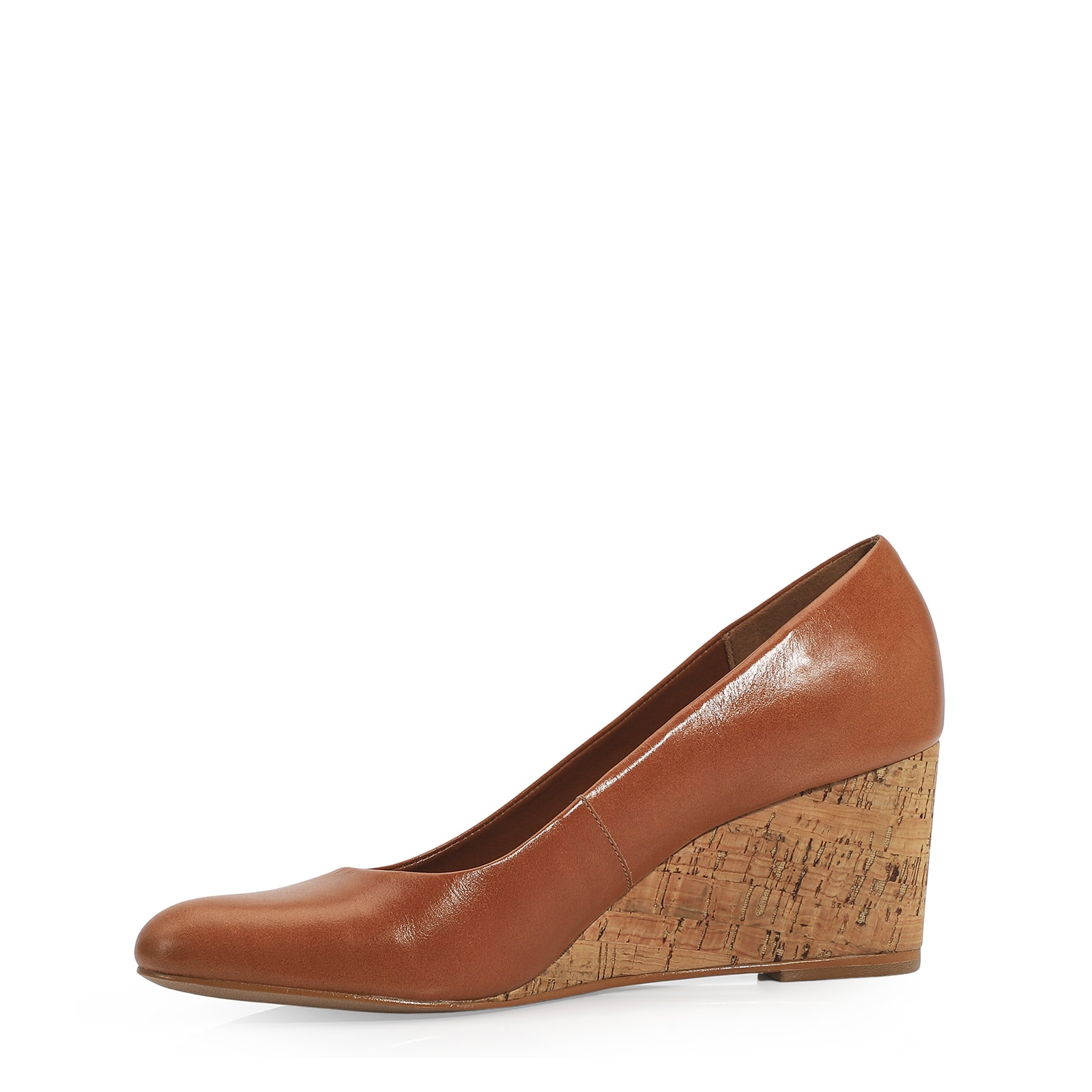 Scarpin Anabela Couro Caramelo