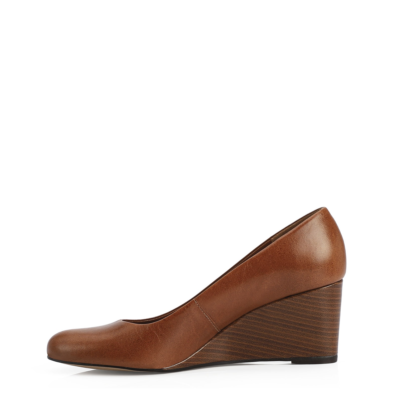 Scarpin Anabela Couro Marrom