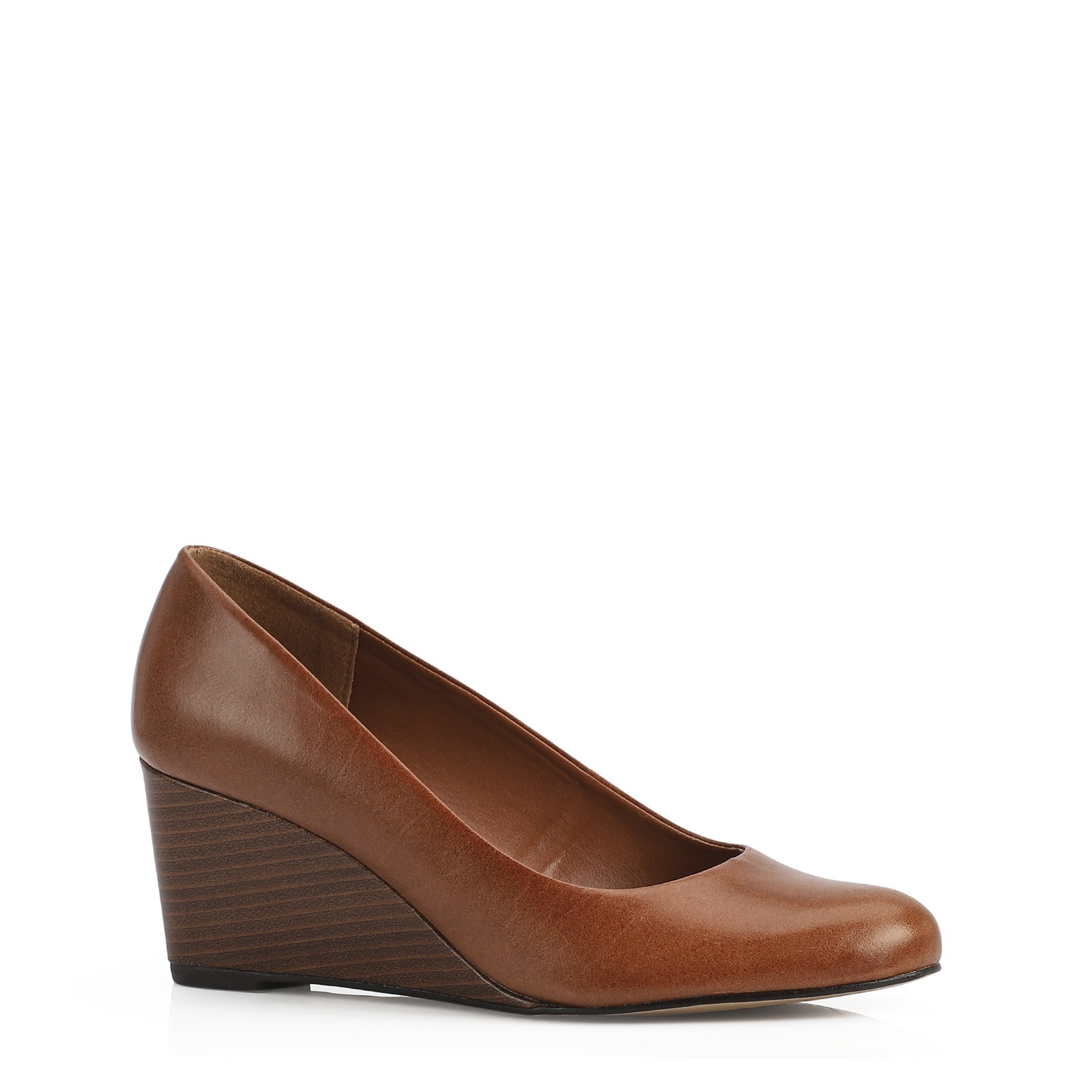Scarpin Anabela Couro Marrom
