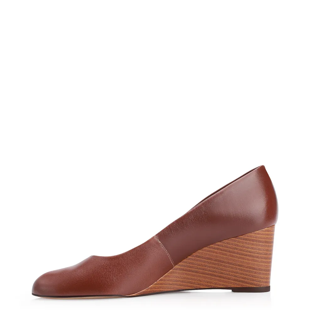 Scarpin Anabela Couro Marrom - imagem 4