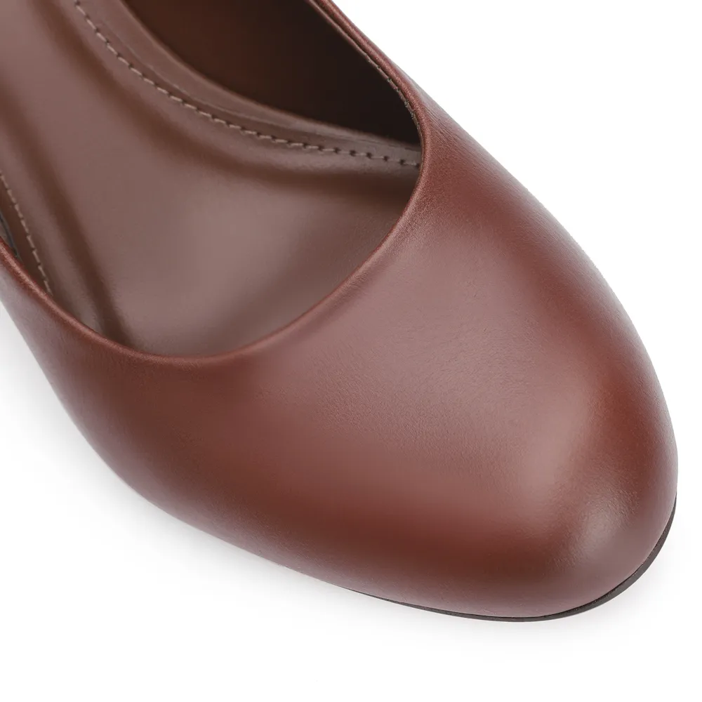 Scarpin Anabela Couro Marrom - imagem 6